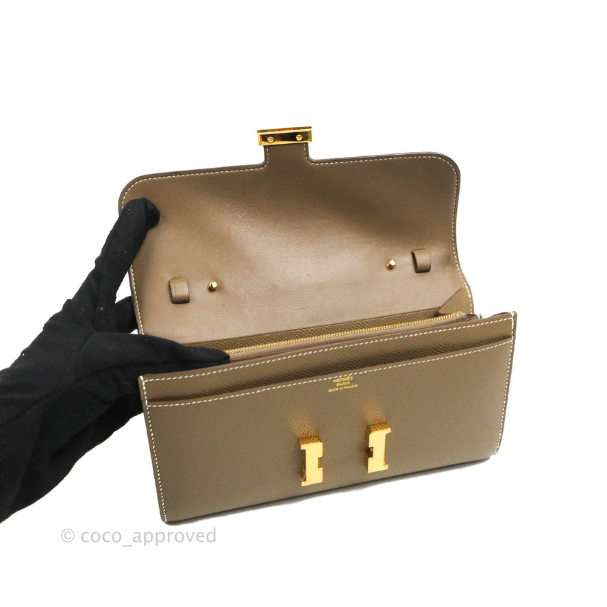 Hermès Constance Long To Go Wallet Etoupe Epsom Gold Hardware