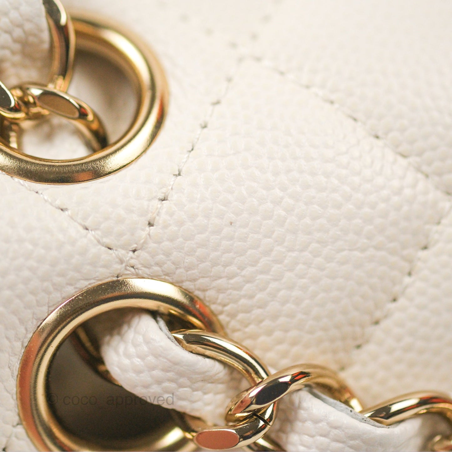 Chanel Small Classic Quilted Flap White Caviar Gold Hardware