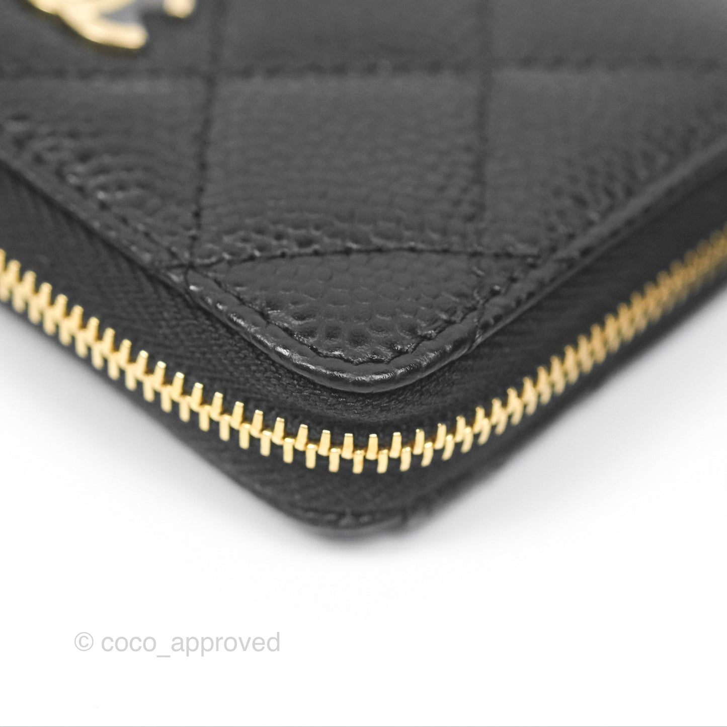 Chanel Classic Zipped Coin Purse Black Caviar Gold Hardware