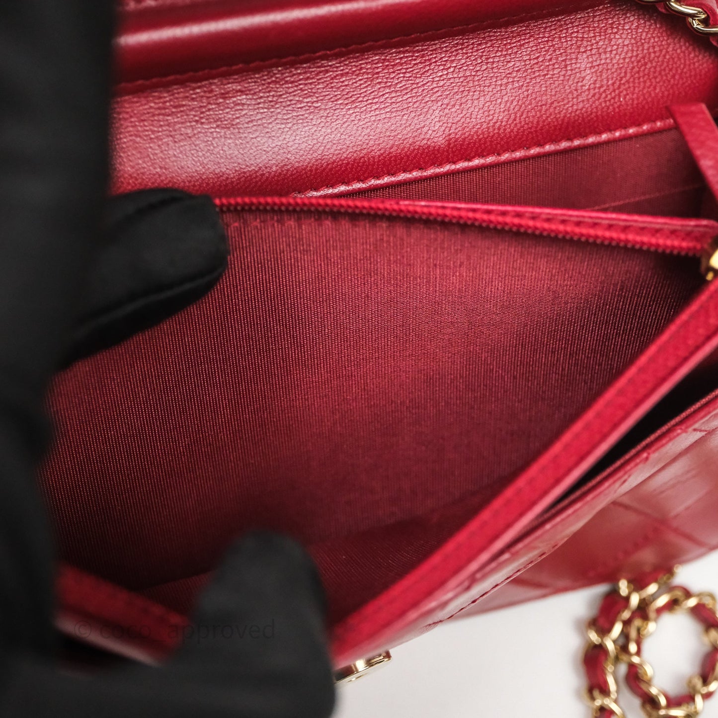 Chanel Wallet On Chain Red Calfskin Bag Gold hardware