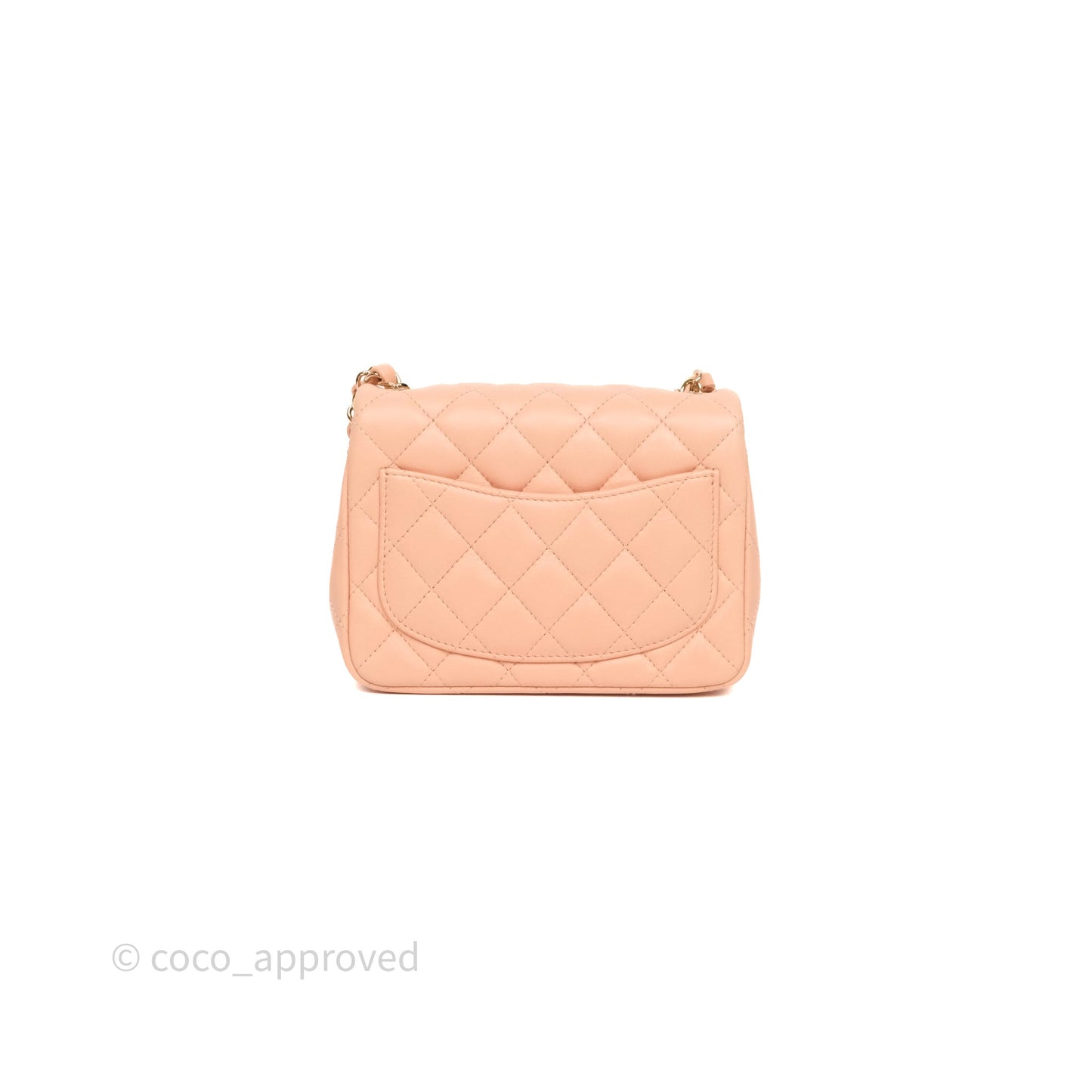 Chanel Mini Square Flap Quilted Orange Clair Lambskin Gold Hardware
