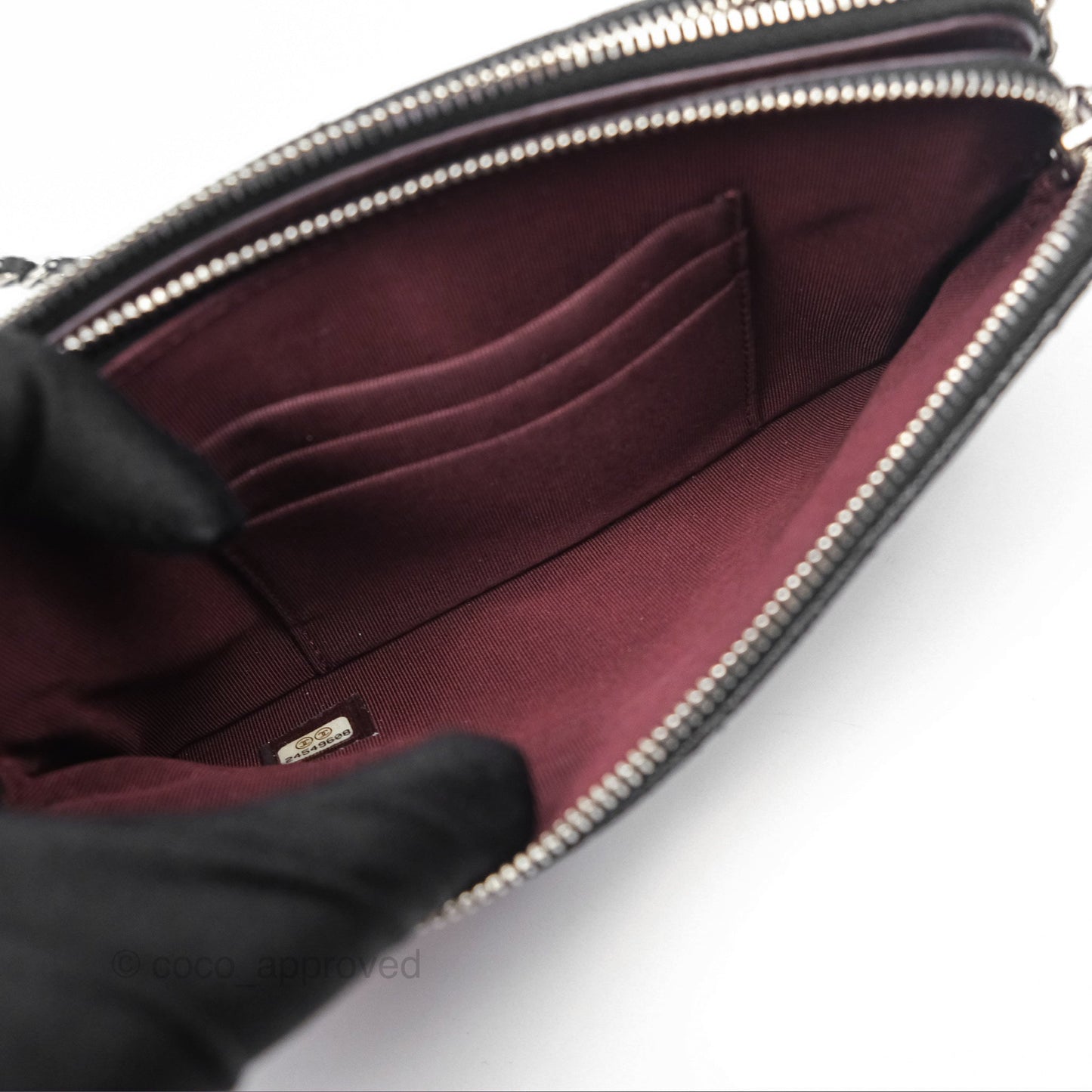 Chanel Clutch with Chain Black Caviar Silver Hardware