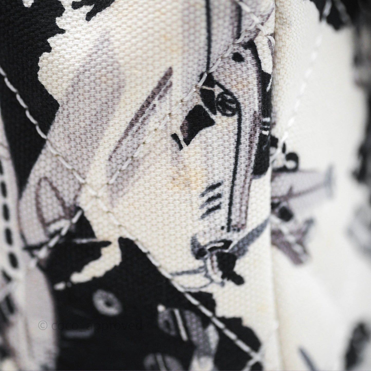 Chanel Quilted Airplane Printed Shoulder Flap Bag Canvas White