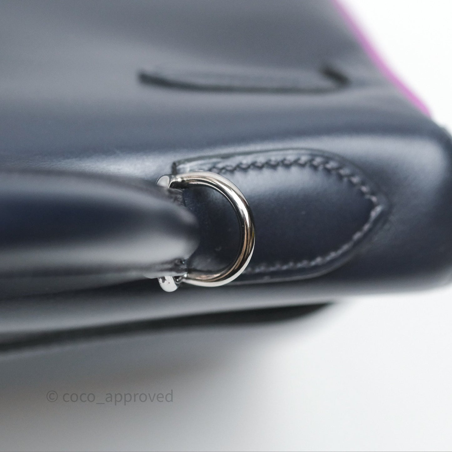 Hermès Vintage Kelly 32 Retourn Navy/Purple Box Leather Palladium Hardware