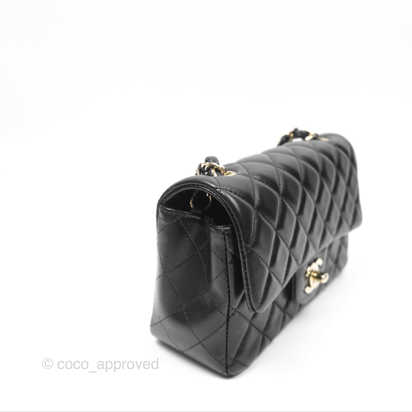 Chanel Mini Rectangular Flap Quilted Black Lambskin Gold Hardware