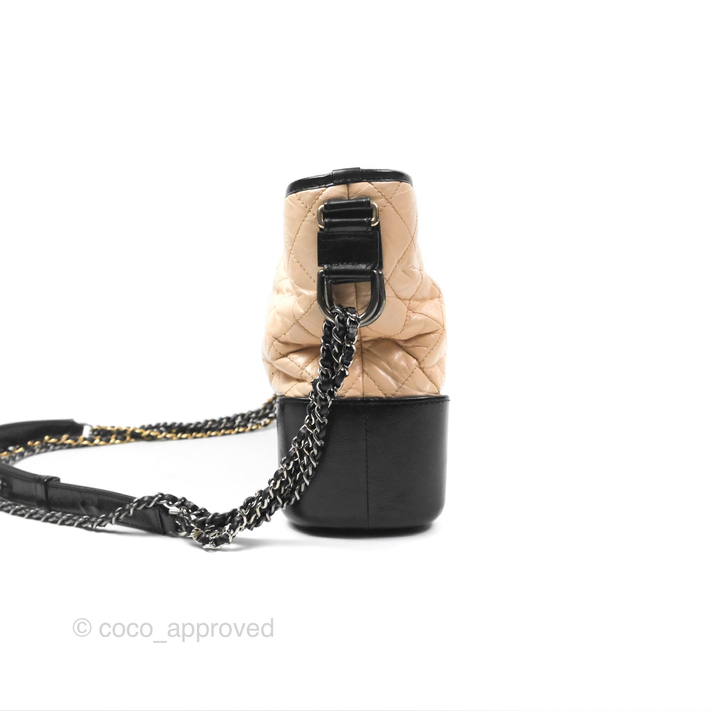 Chanel Large Gabrielle Hobo Black Beige Aged Calfskin Mixed Hardware