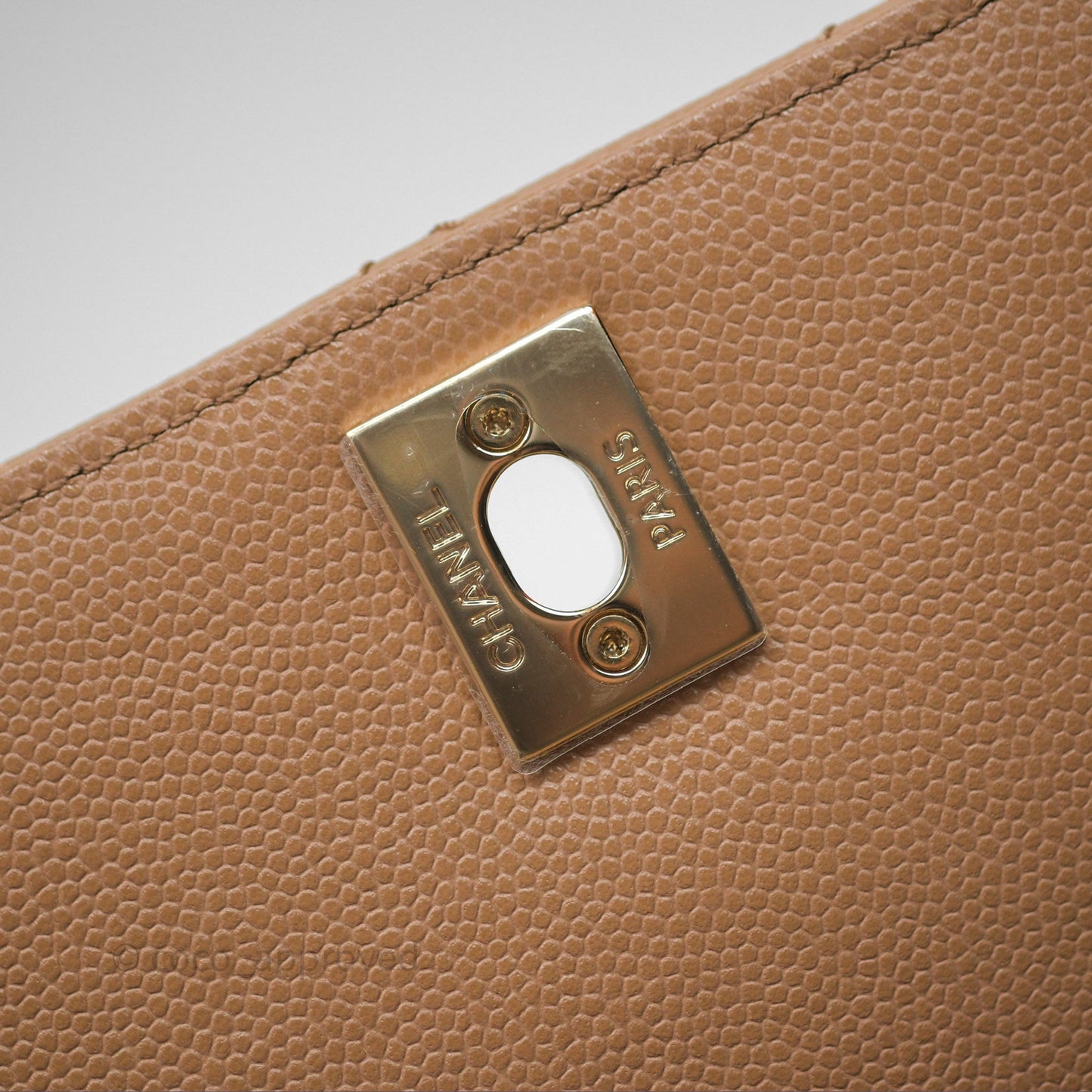 Chanel Small Coco Handle Quilted Dark Beige Caviar Gold Hardware