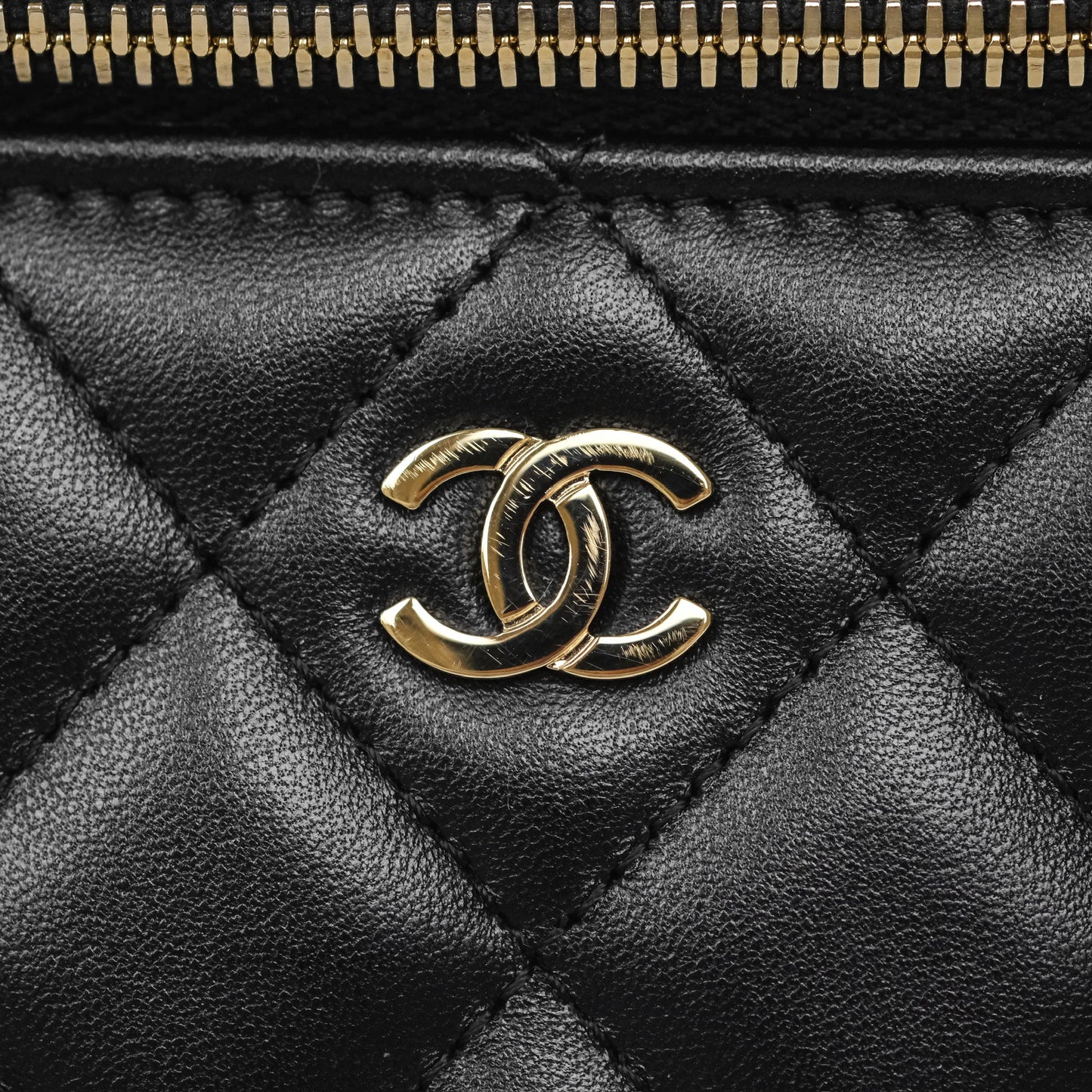 Chanel Classic Vanity with Chain Black Lambskin Gold Hardware