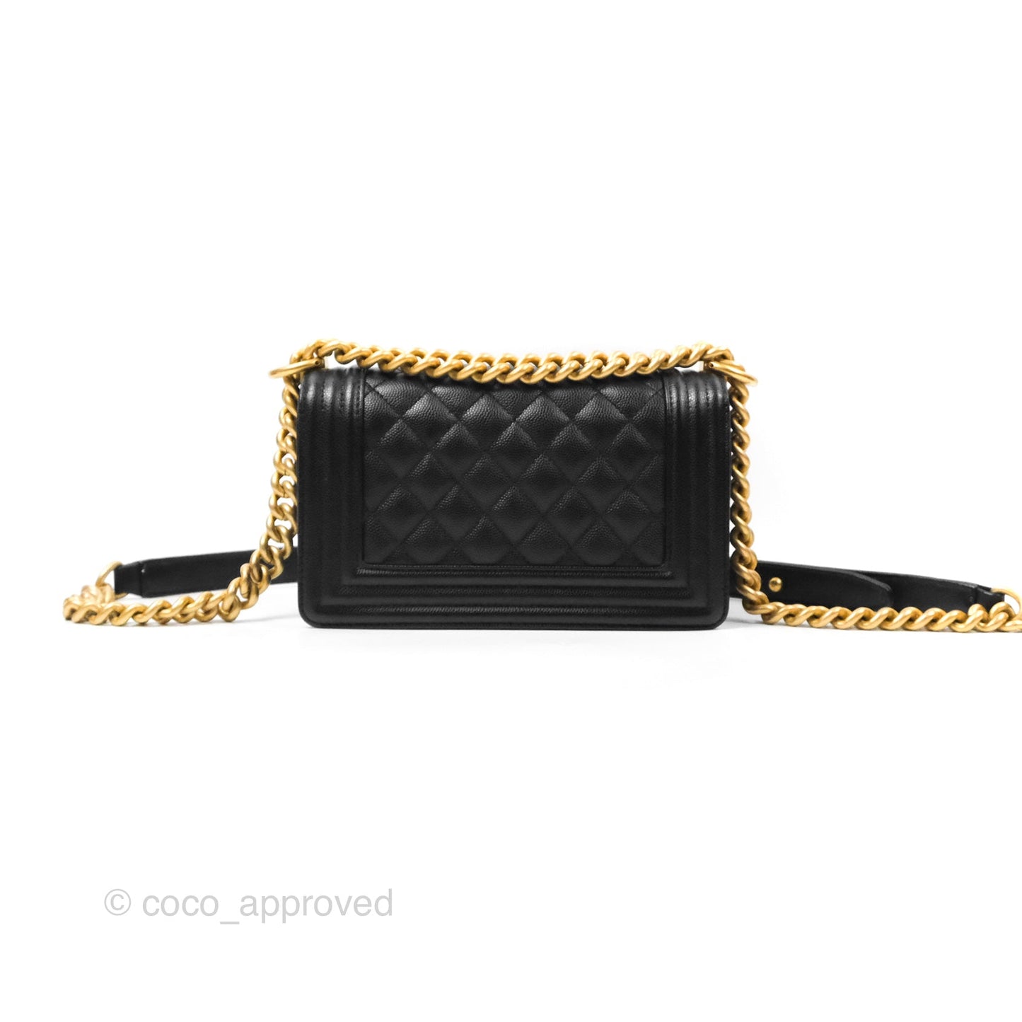 Chanel Small Quilted Boy Black Caviar Gold Hardware