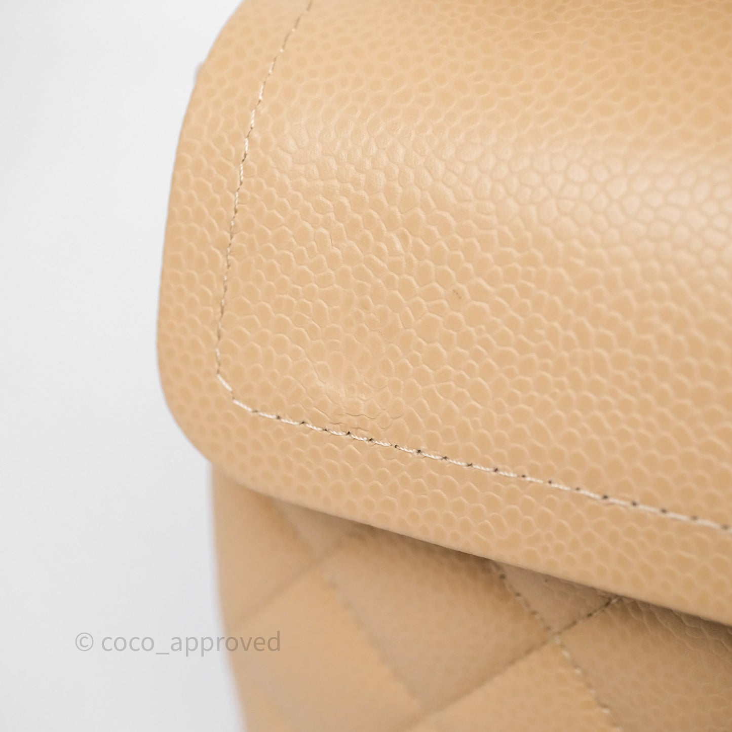 Chanel Small Classic Flap Quilted Beige Caviar Gold Hardware