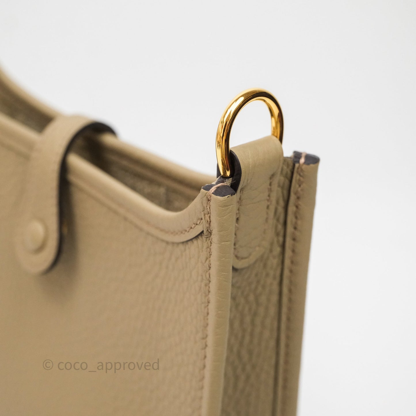 Hermès Mini Evelyne 16 Beige Marfa 8Q Clemence Gold Hardware