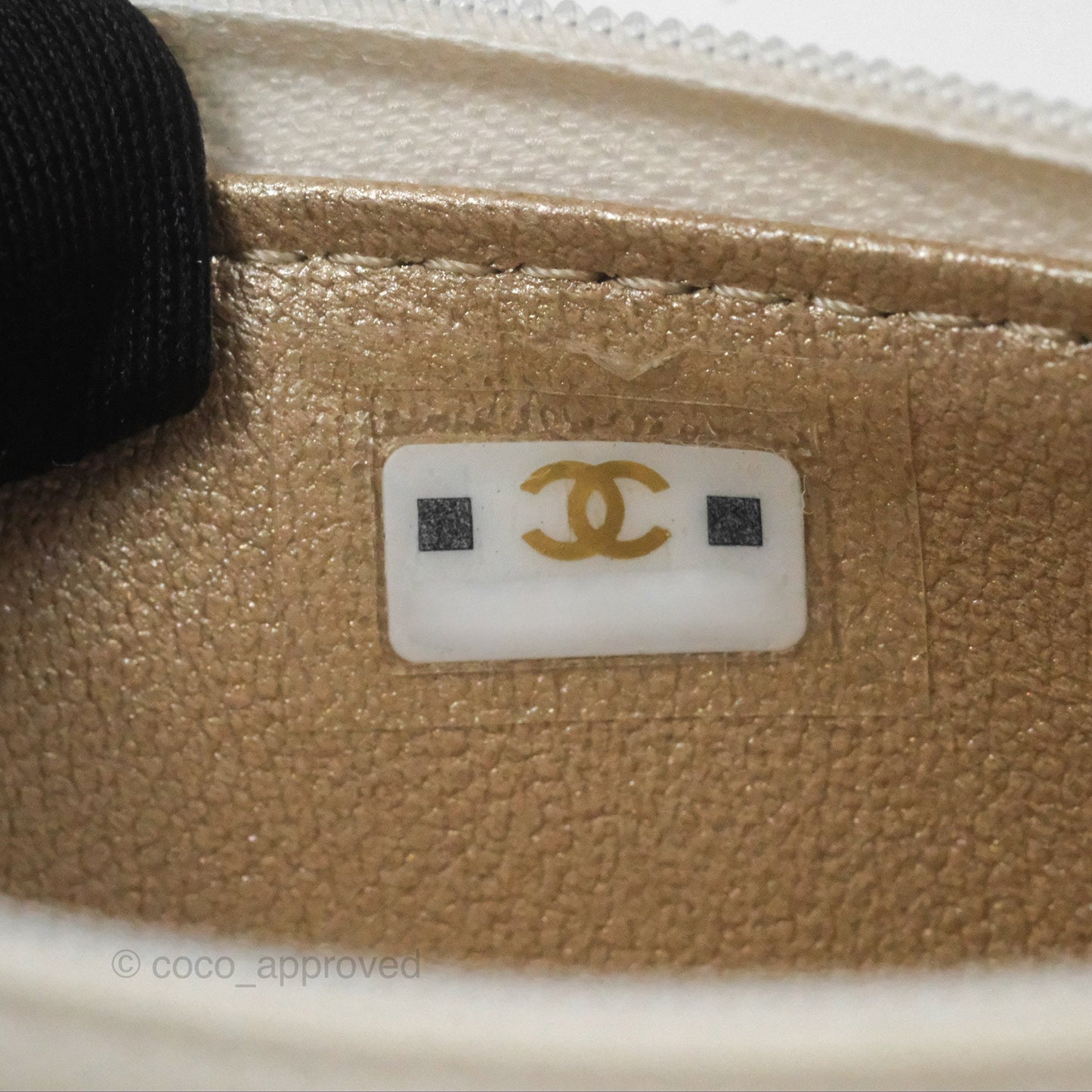 Chanel Dynasty Phone Holder with Chain White Ivory Lambskin Aged Gold Hardware