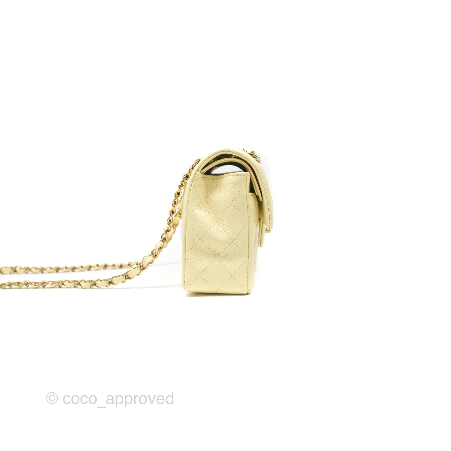 Chanel Small Classic Flap Quilted Yellow Caviar Gold Hardware