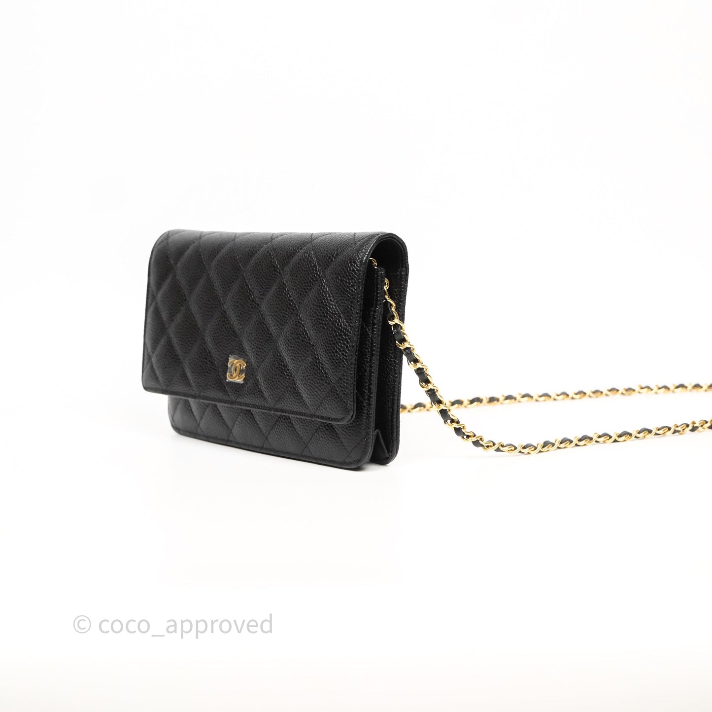 Chanel Quilted Classic Wallet On Chain WOC Black Caviar Gold Hardware