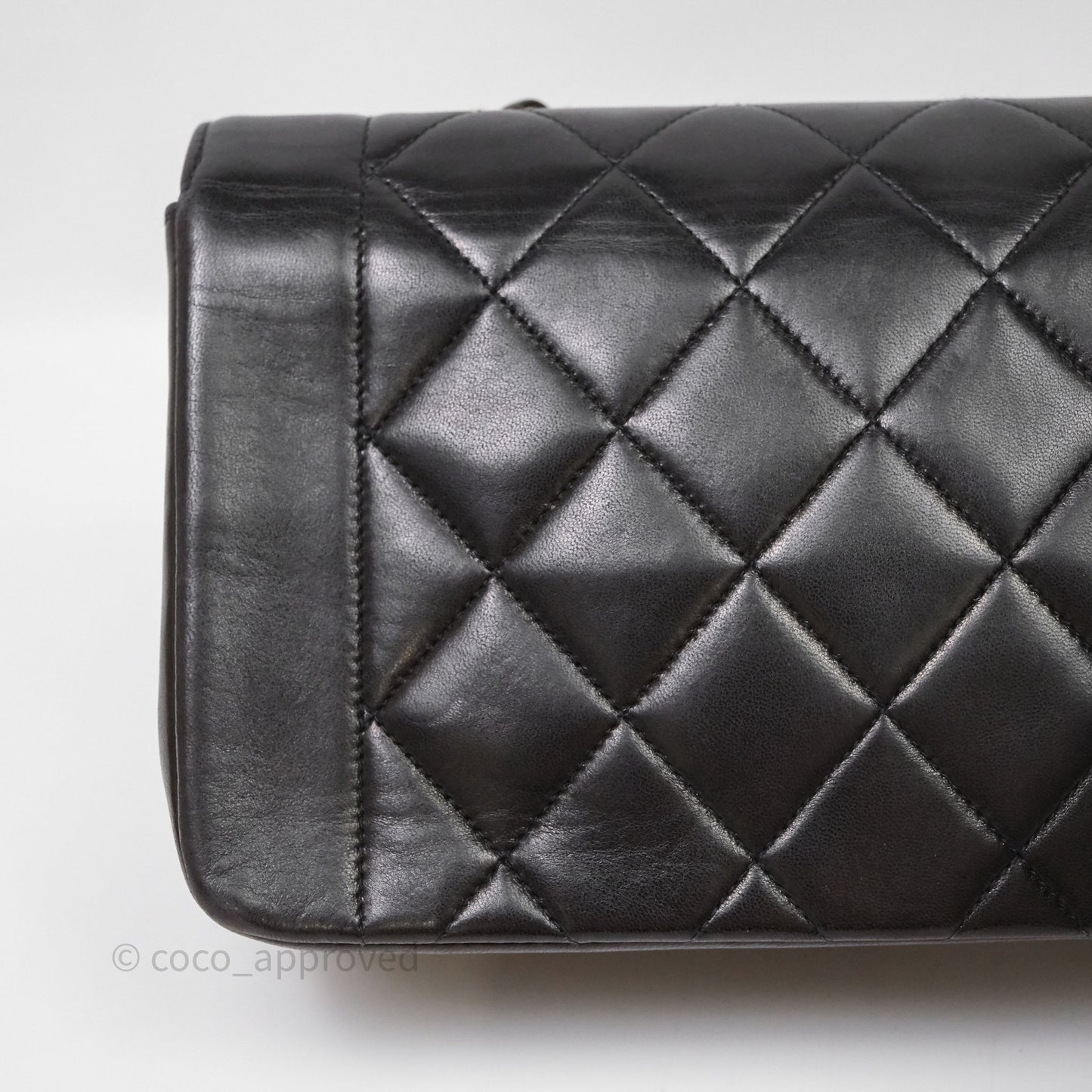 Chanel Vintage Small Quilted Classic Diana Flap Bag Black Lambskin 24K Gold Hardware