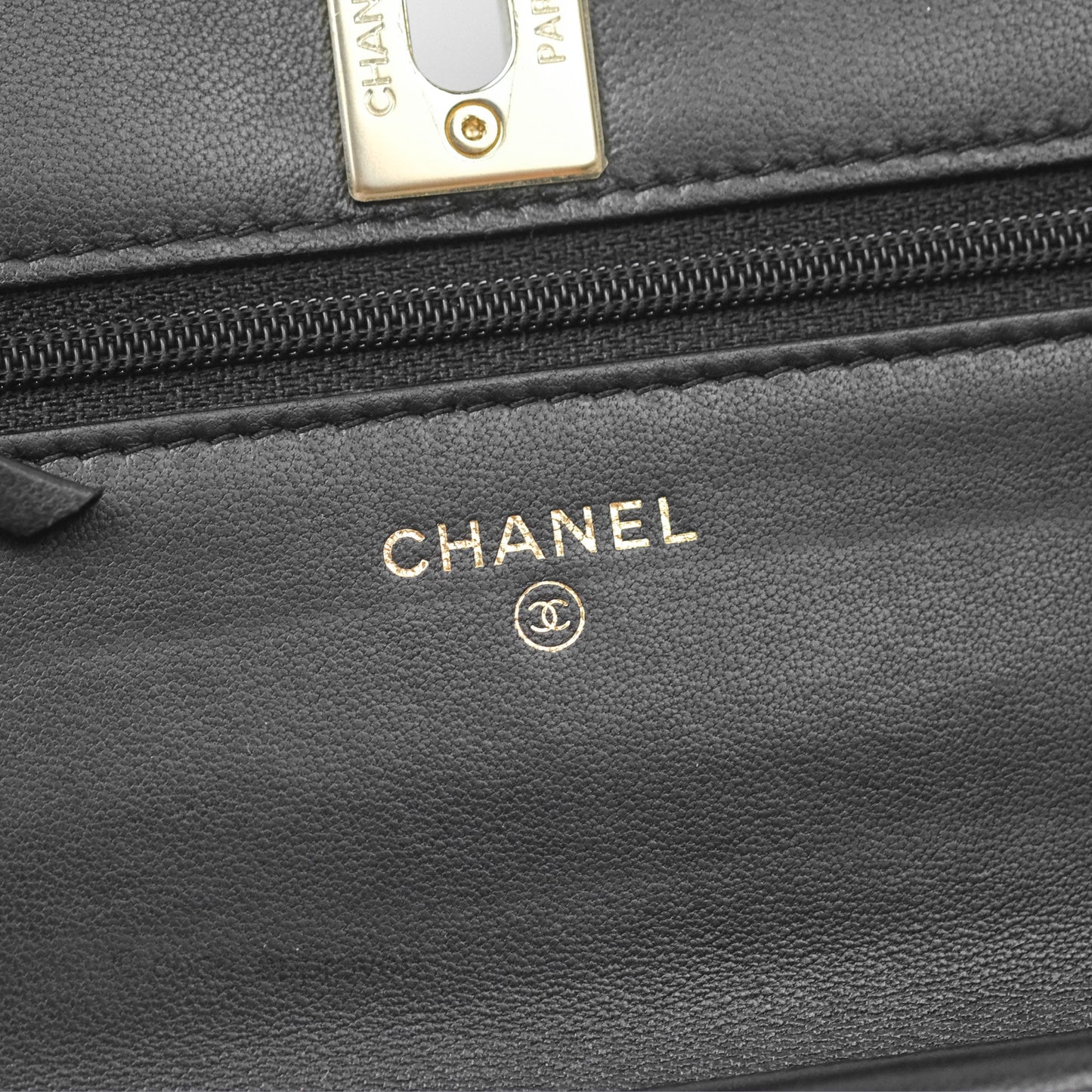Chanel Wallet On Chain WOC Black Patent Lambskin Gold Hardware