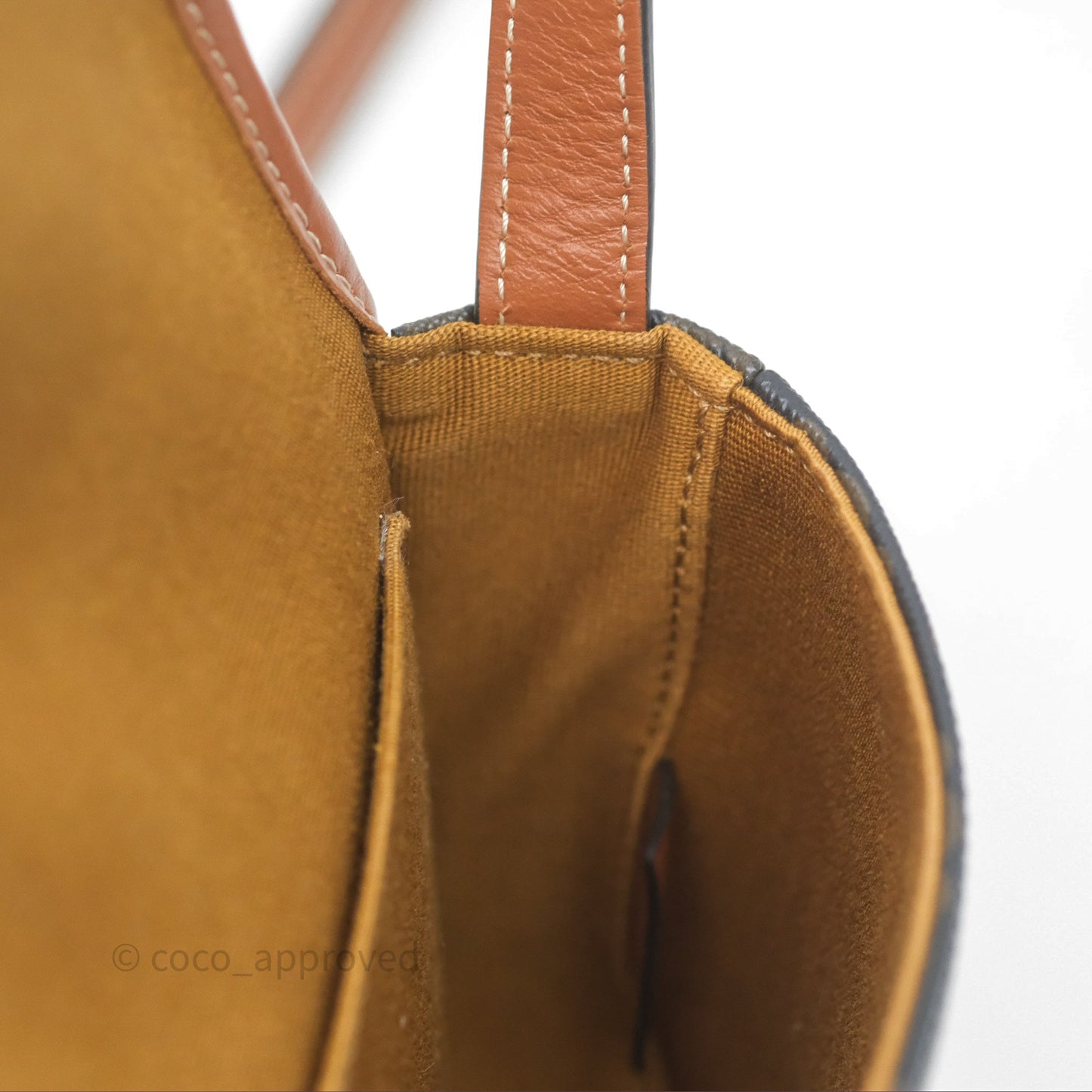 Celine Mini Besace Triomphe Canvas Calfskin Tan