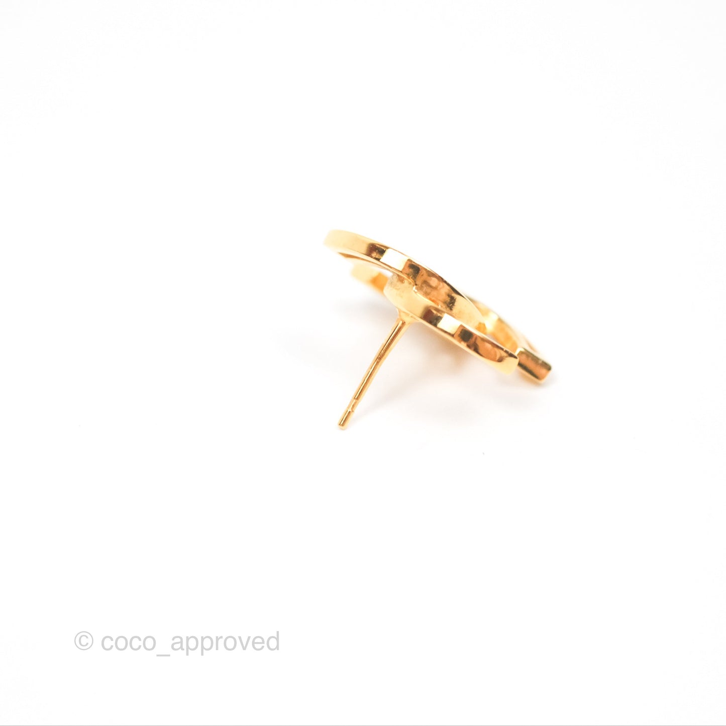 Chanel Hollow CC Earrings Gold Tone 20K