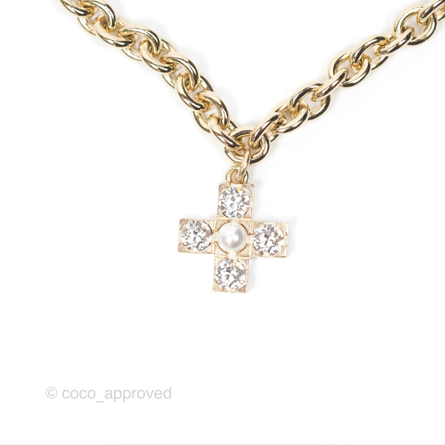 Chanel Charms CC Necklace Gold Tone 21K