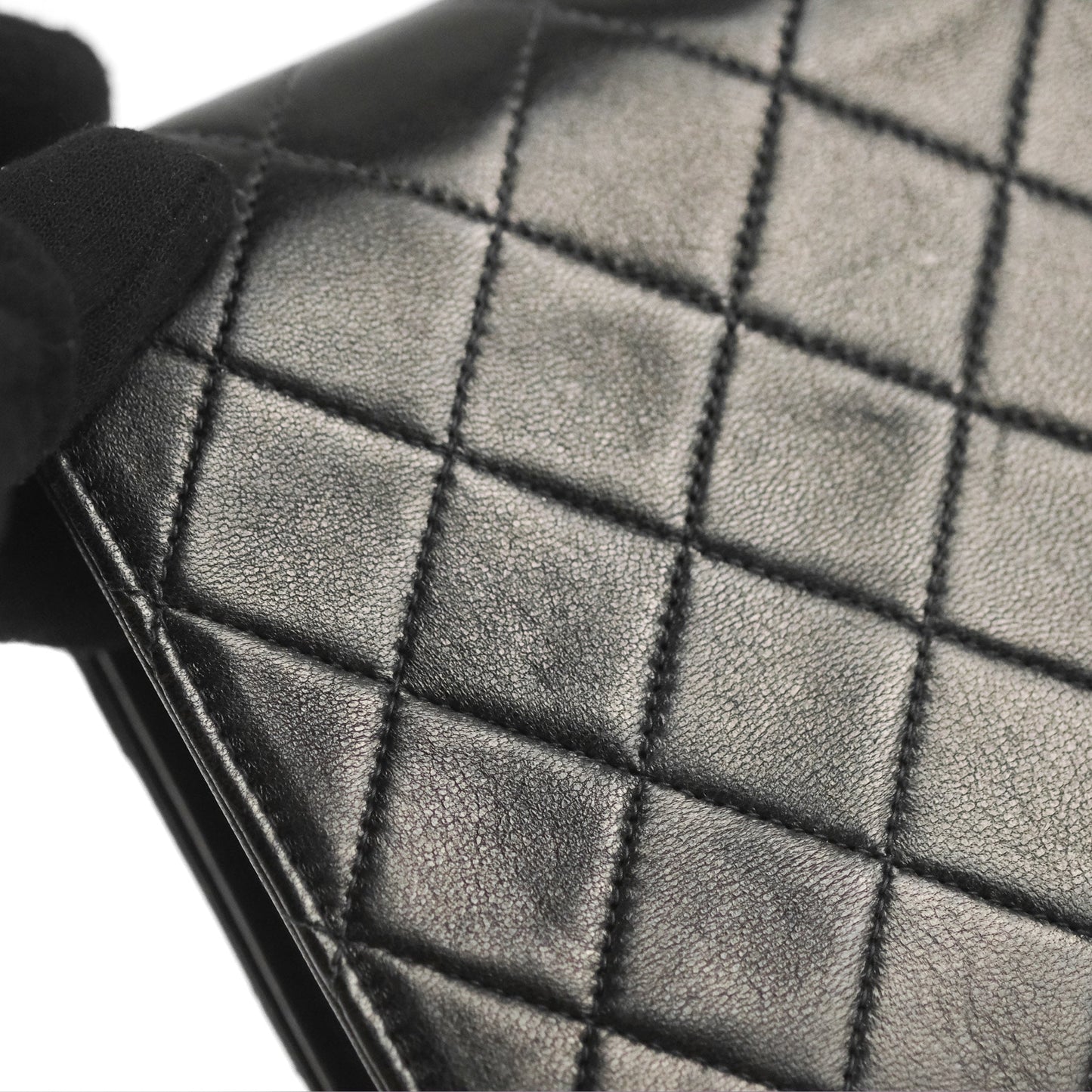 Chanel Vintage Full Flap Quilted Shoulder Bag Black Lambskin 24K Gold Hardware