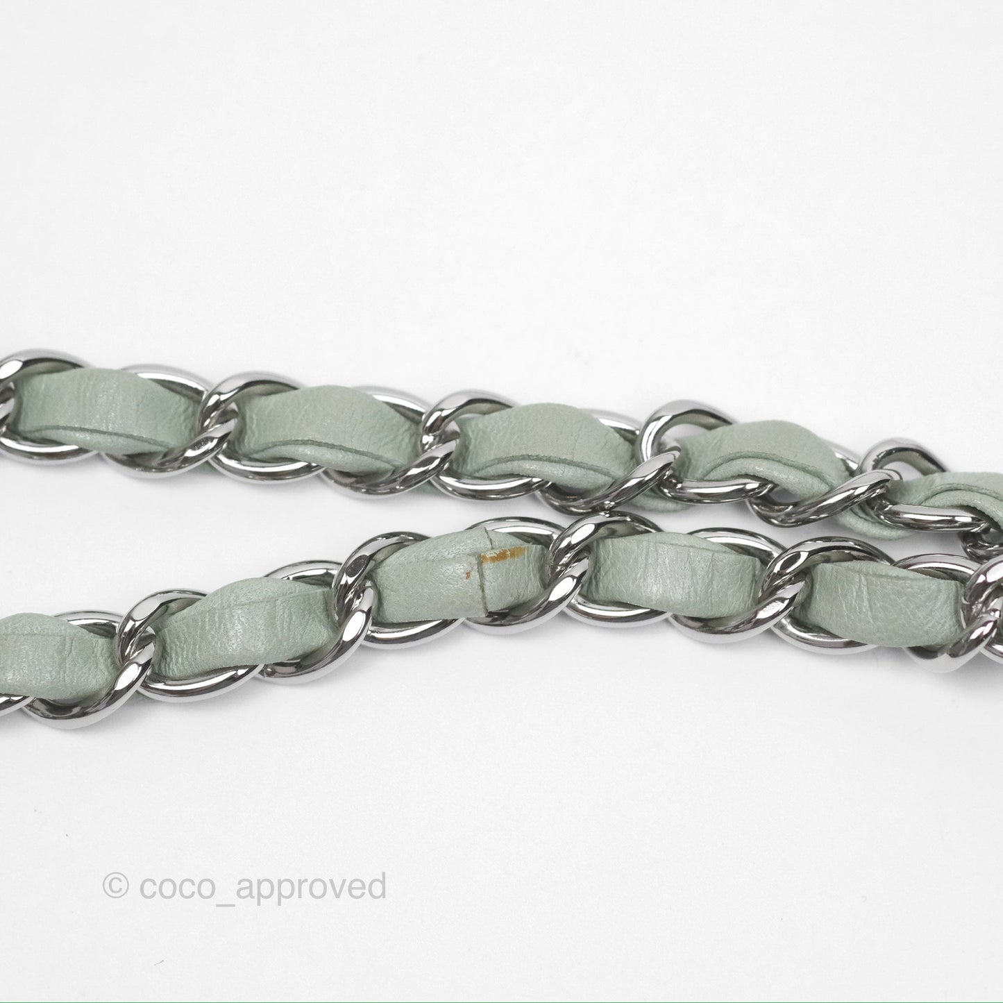 Chanel CC East West Flap Bag Lambskin Mint Green Silver Hardware