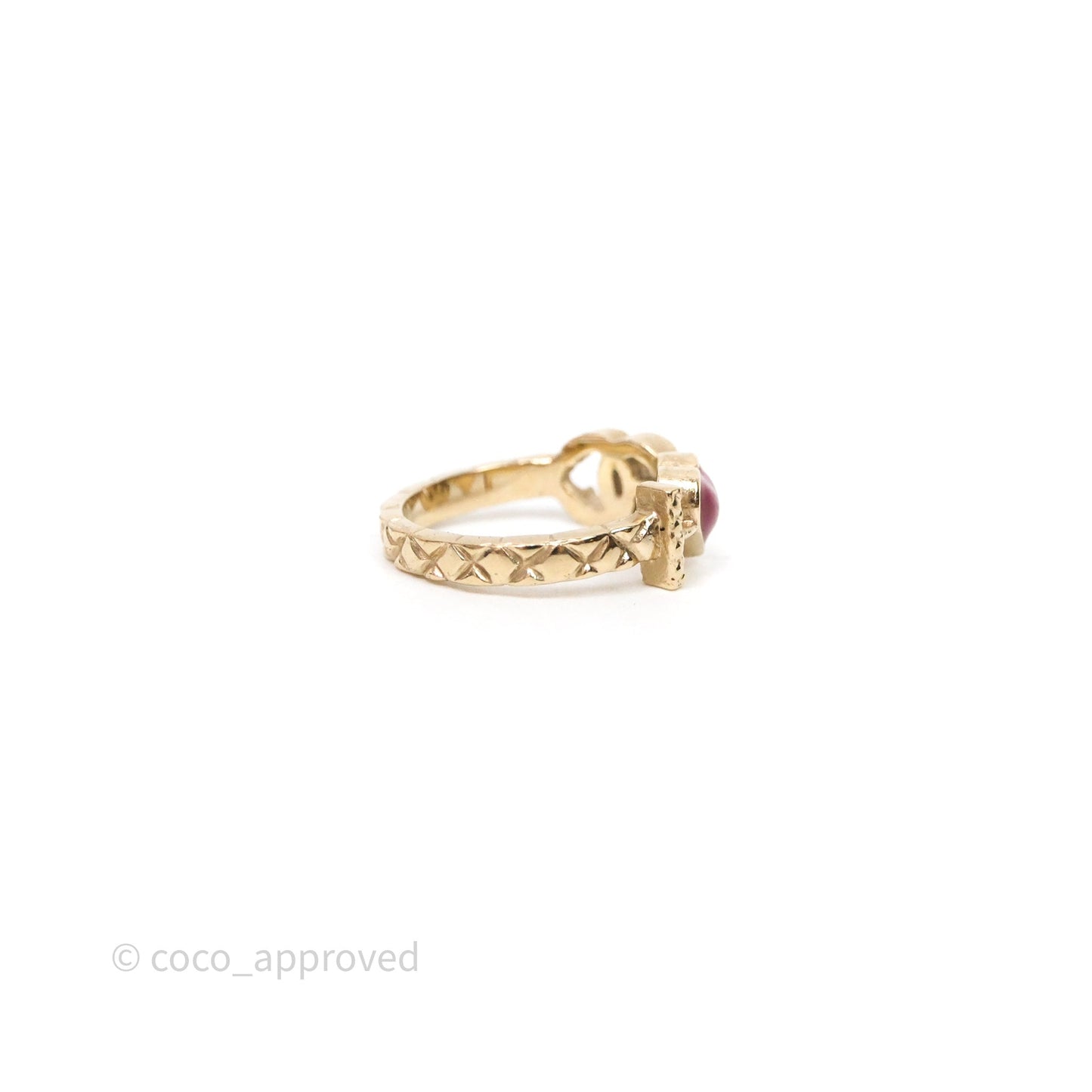 Chanel I Heart CC Logo Ring Gold Tone 17P