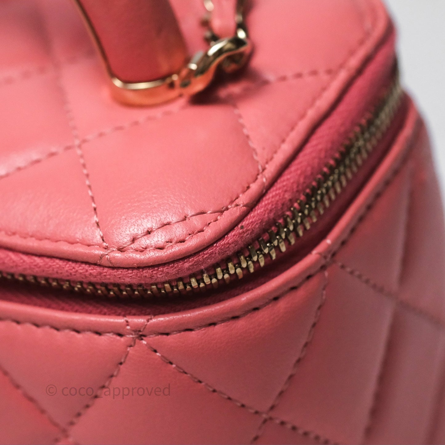 Chanel Vanity Rectangular Top Handle Pink Lambskin Gold Hardware