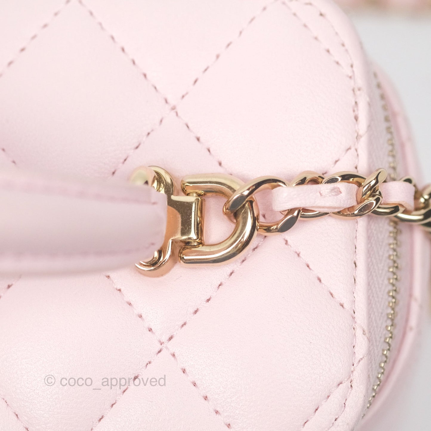 Chanel Vanity Rectangular Top Handle Light Pink Lambskin Gold Hardware