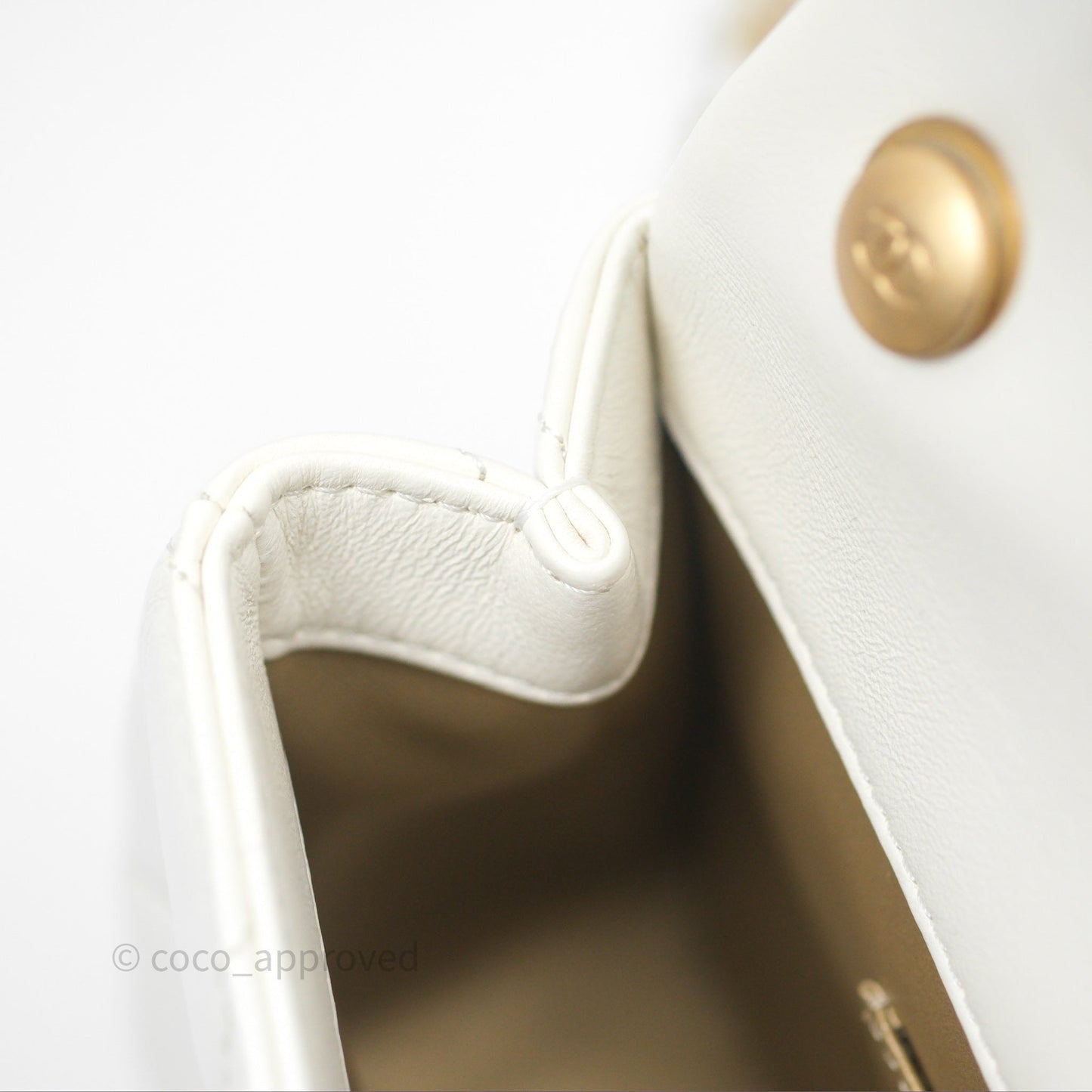 Chanel Quilted Double Pearl Adjustable Chain Flap Bag White Lambskin Aged Gold Hardware 24S