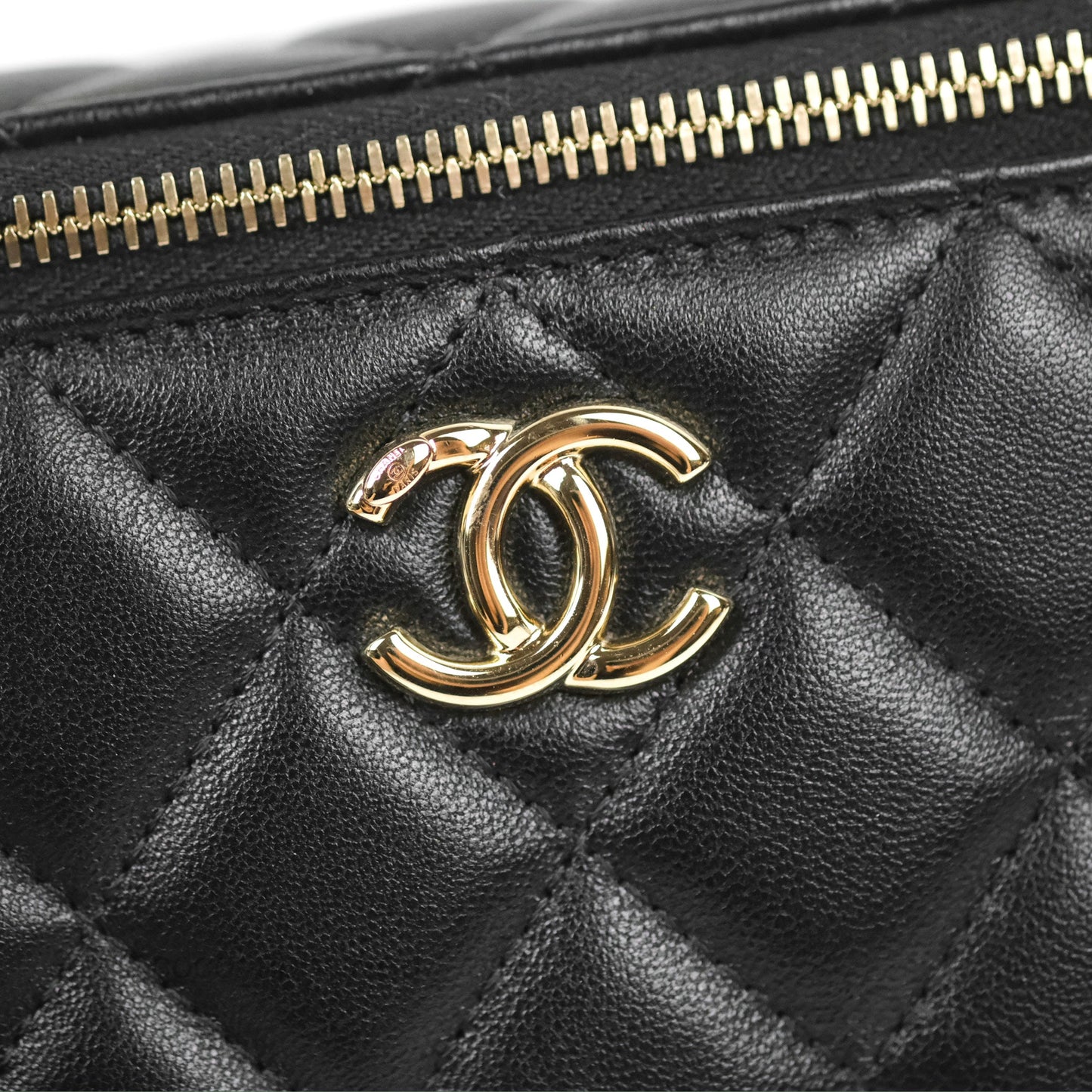 Chanel Vanity Rectangular Top Handle Black Lambskin Gold Hardware