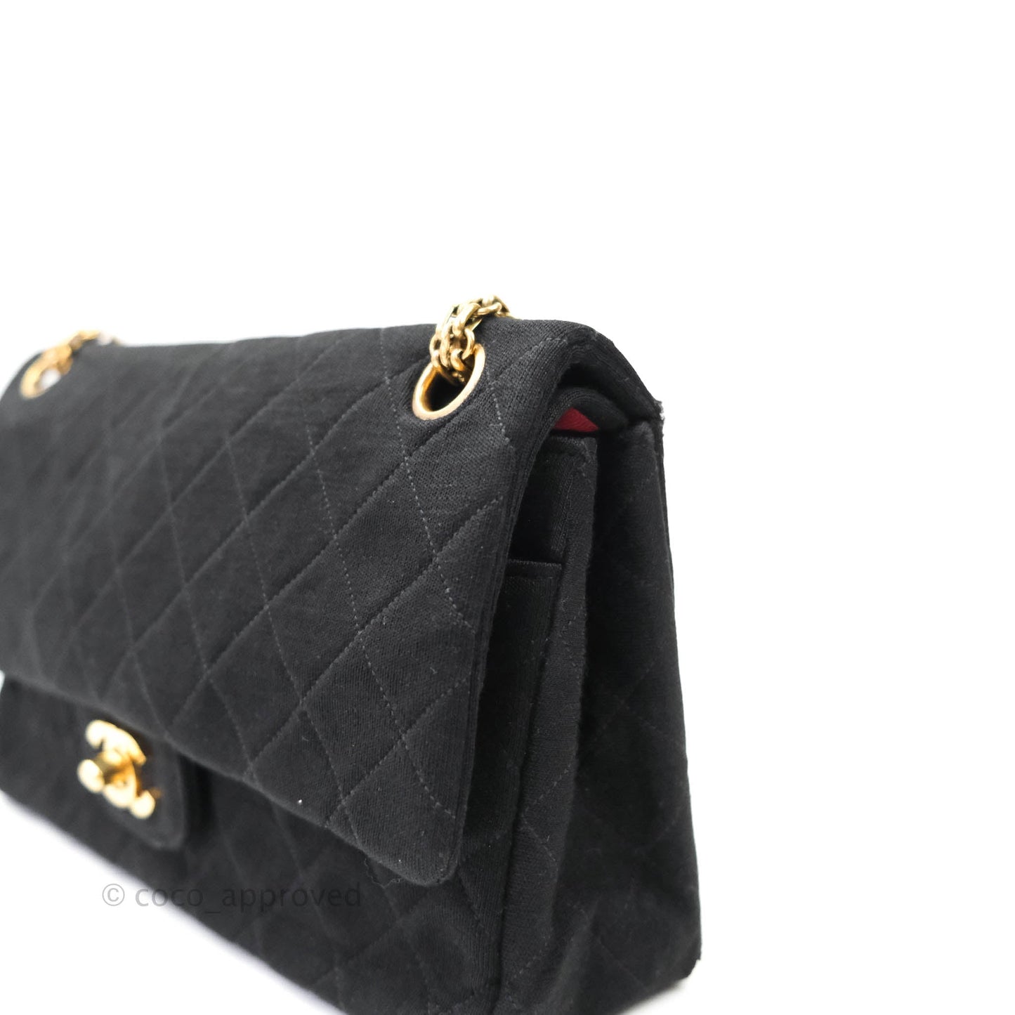 Chanel Black Quilted Jersey Medium Classic Double Flap Bag Gold Hardware