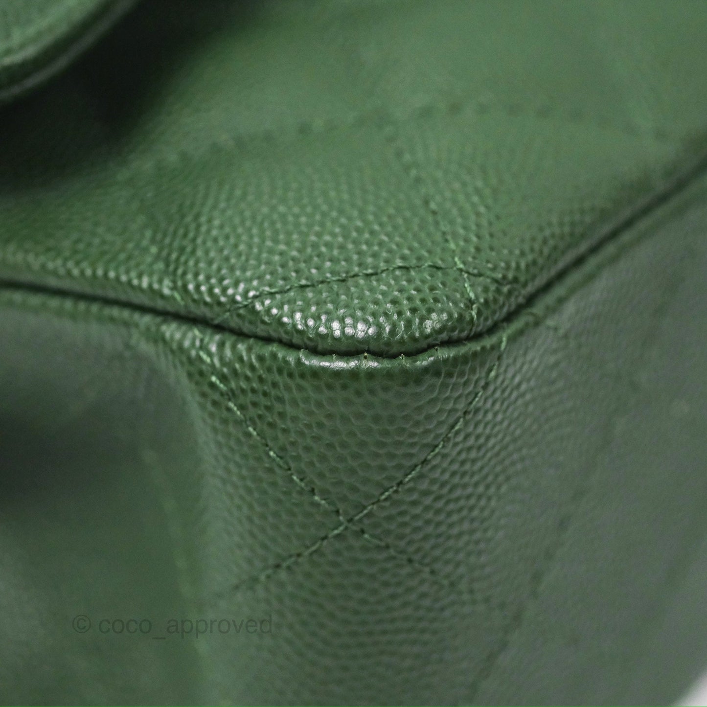 Chanel Classic M/L Medium Flap Quilted Dark Green Caviar Silver Hardware