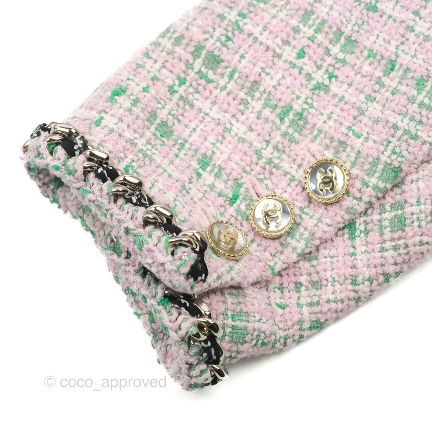 Chanel Tweed Jacket Light Pink/Green 2021SS Runway Size 34