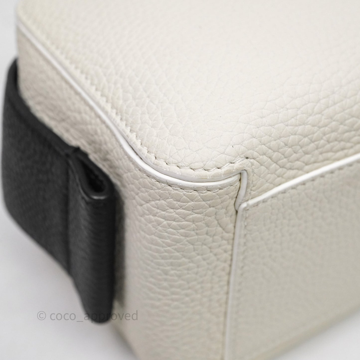 Delvaux Cool Box Mini Taurillon Soft Grained White/Black Calfskin Silver Hardware
