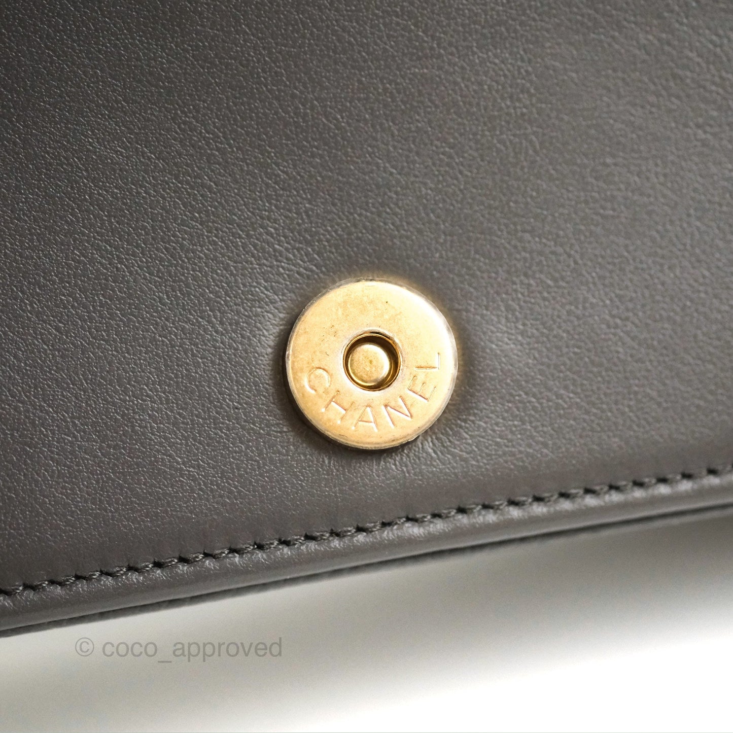 Chanel Quilted Boy Wallet on Chain WOC Dark Grey Caviar Gold Hardware