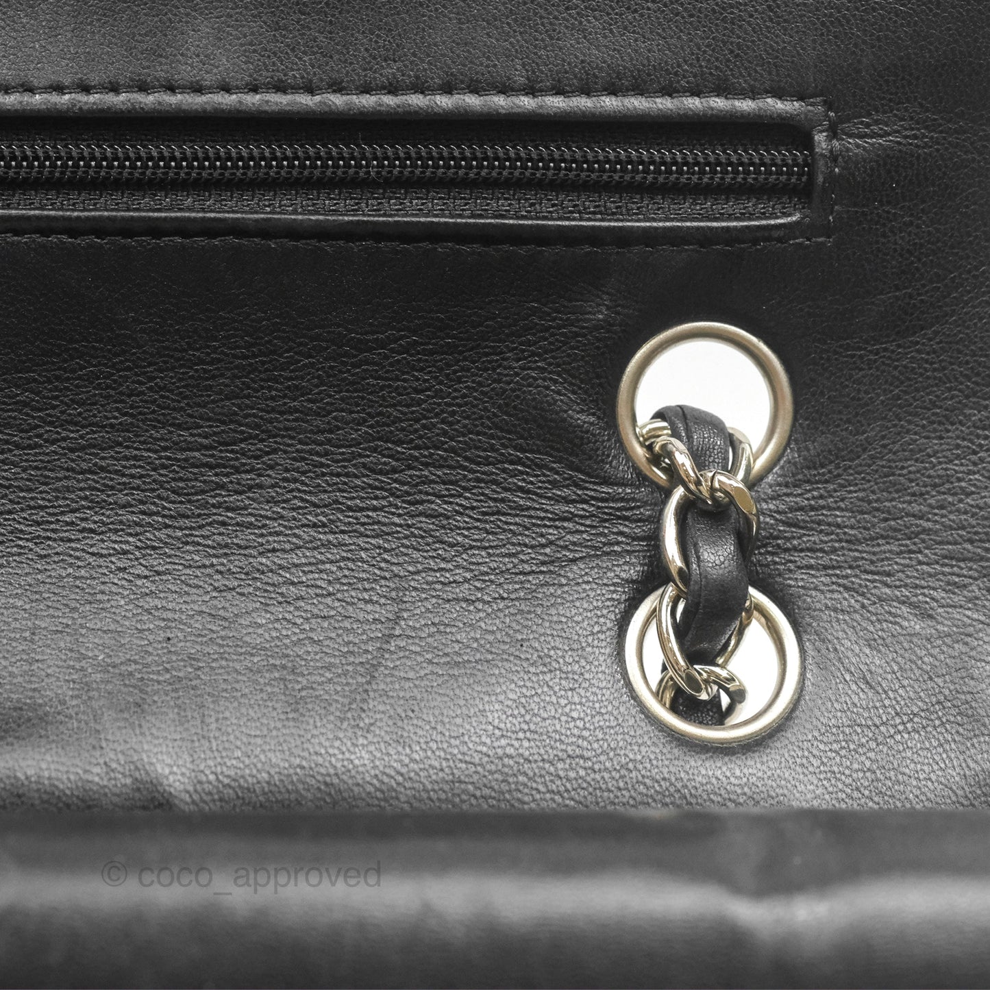 Chanel Classic M/L Medium Flap Quilted Black Lambskin Silver Hardware
