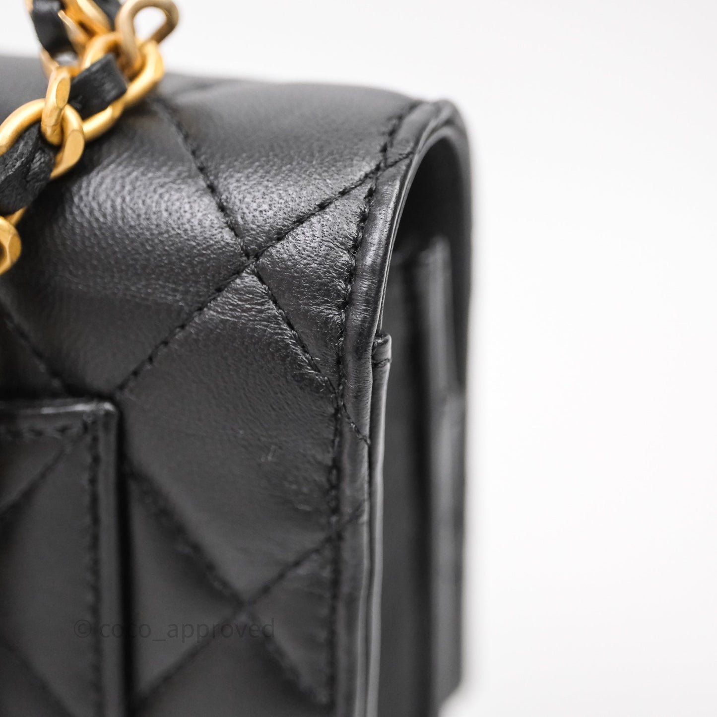 Chanel Top Handle Wallet On Chain WOC Black Lambskin Gold Hardware