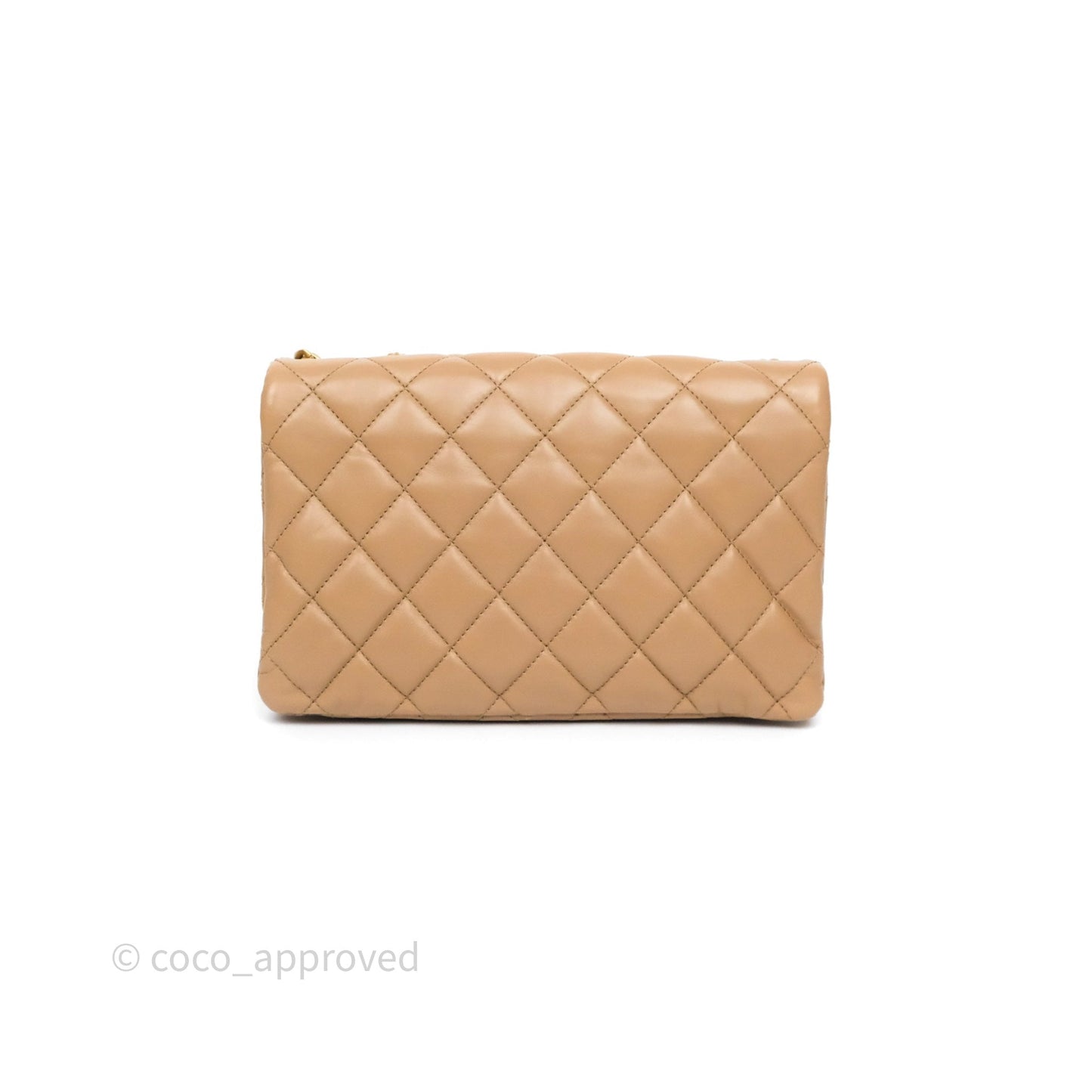 Chanel Medium All Slide Adjustable Chain Flap Bag Beige Lambskin Aged Gold Hardware