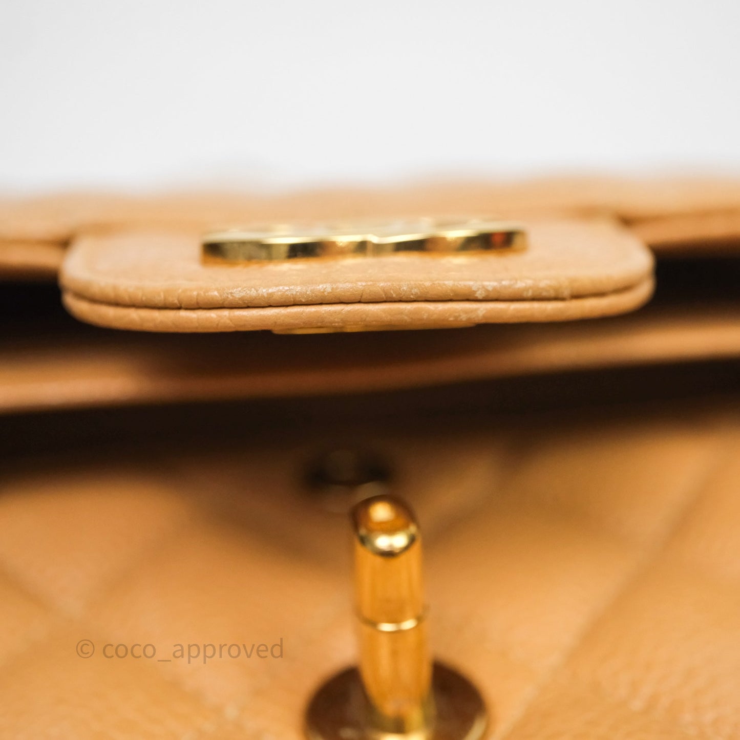 Chanel Vintage Small Classic Flap Beige Claire Caviar 24K Gold Hardware