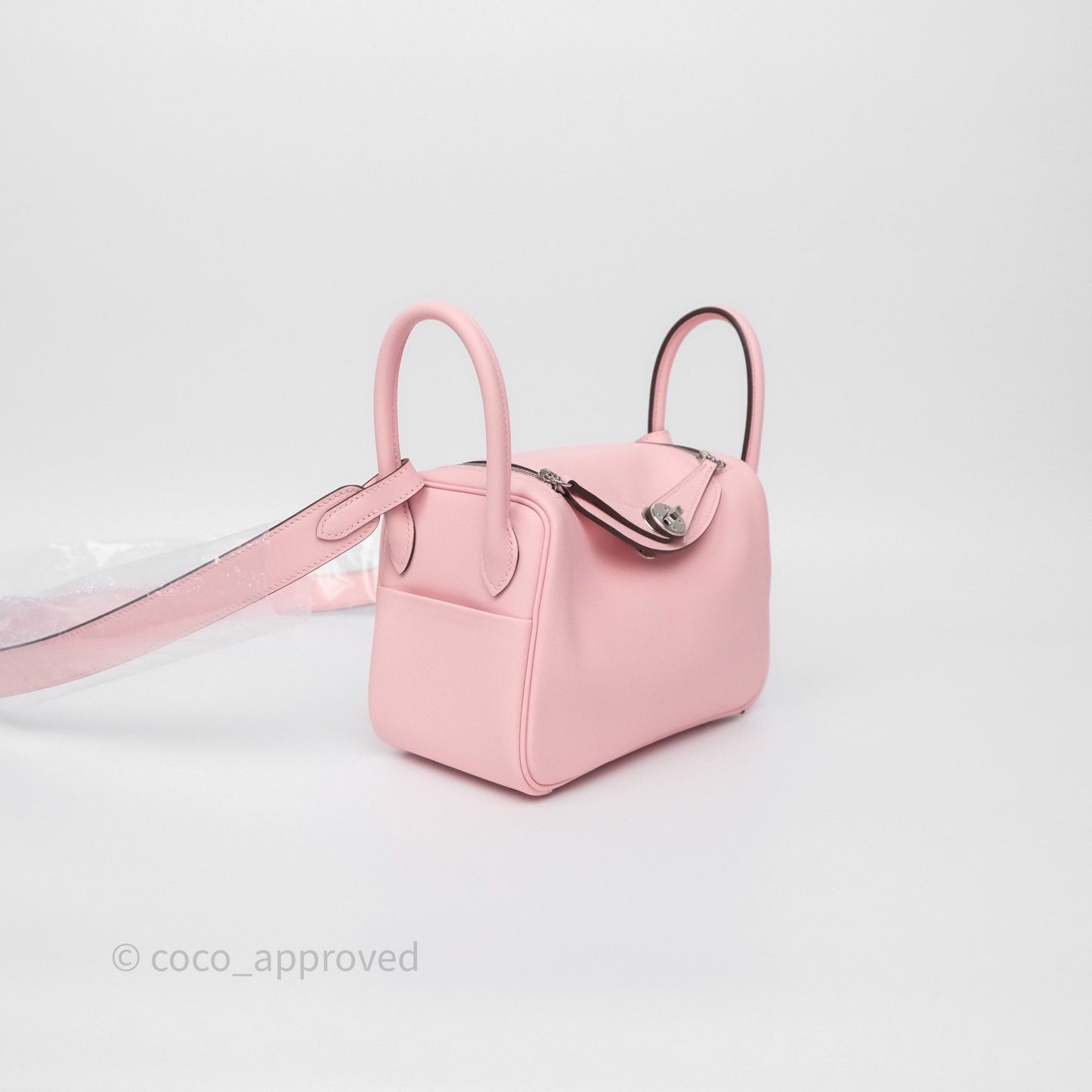 Hermès Mini Lindy II 20 Rose Sakura 3Q Swift Palladium Hardware