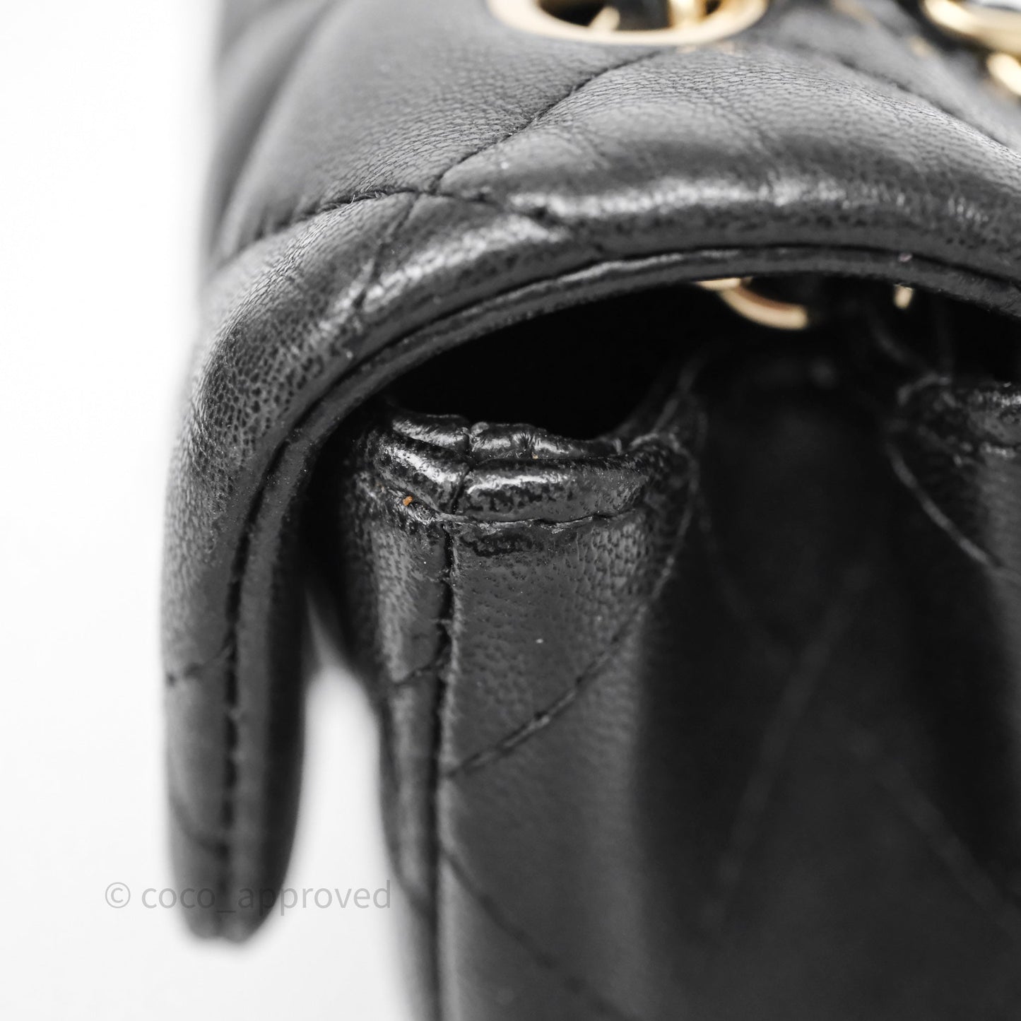 Chanel Quilted Extra Mini Rectangular Flap Black Lambskin Aged Gold Hardware