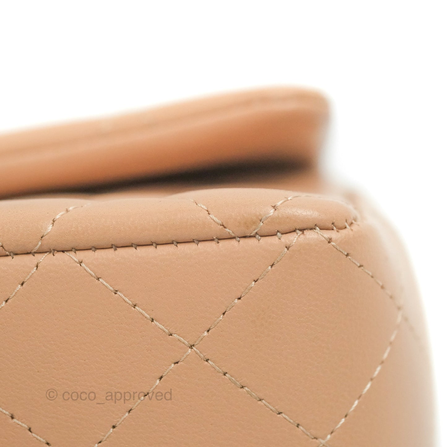 Chanel Top Handle Mini Rectangular Flap Bag Beige Lambskin Gold Hardware