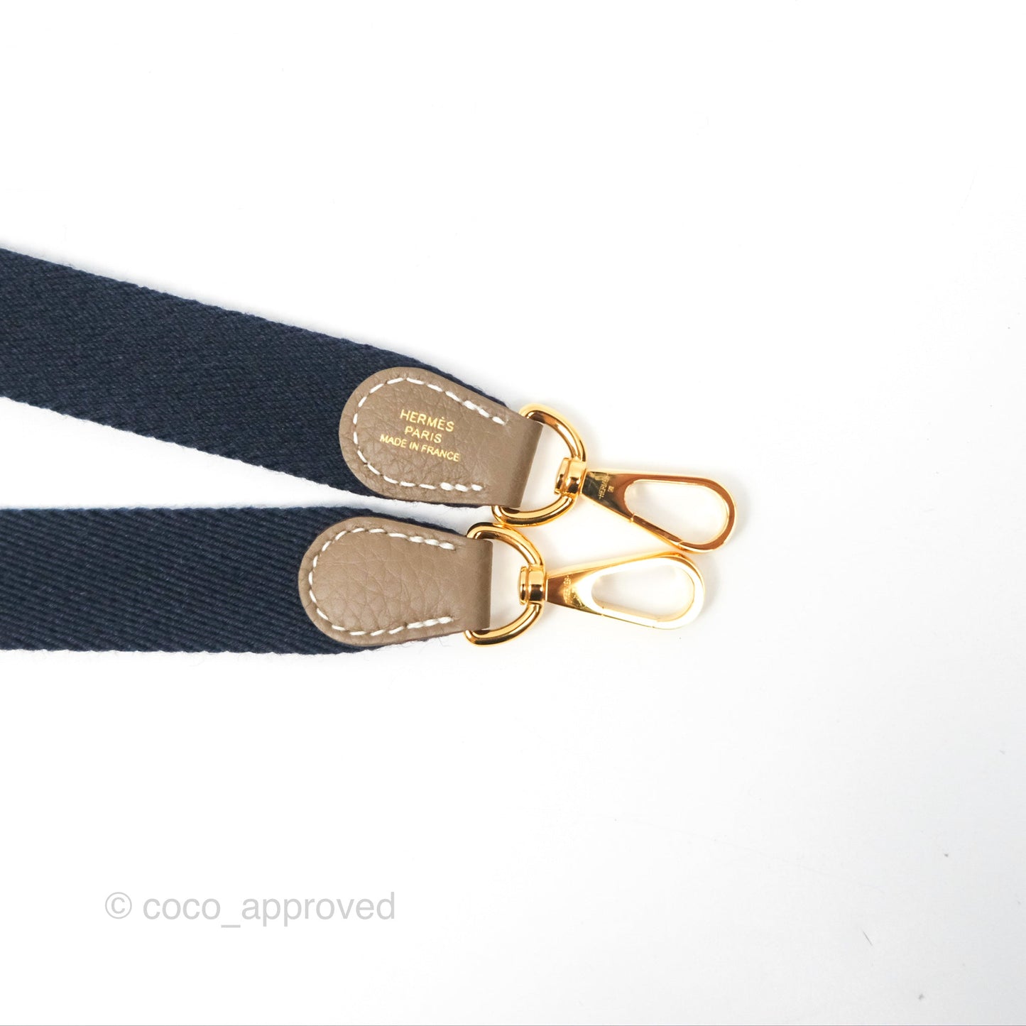 Hermès Mini Evelyne Etoupe Clemence Gold Hardware with Bleu Indigo Strap
