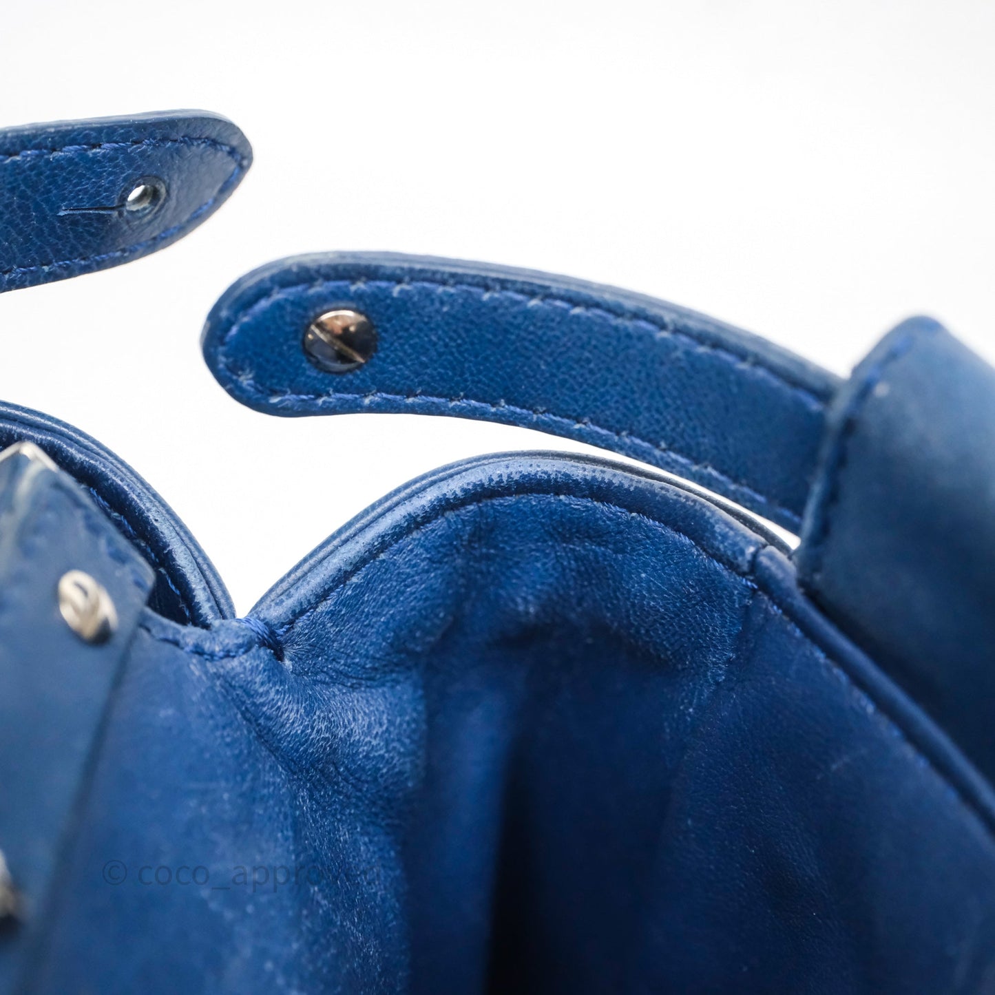 Fendi Nappa Mini Peekaboo Bag Blue Silver Hardware