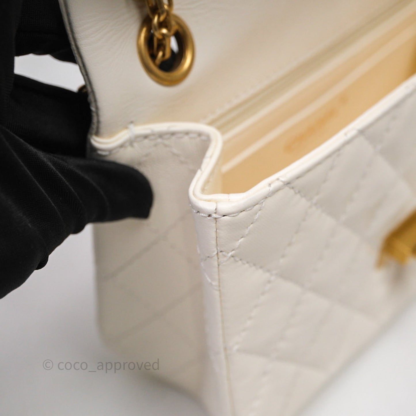 Chanel Mini Reissue 224 White Calfskin Aged Gold Hardware