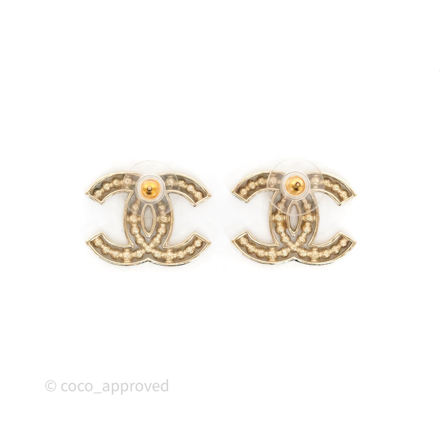 Chanel CC Crystals Pearl Earrings Gold Tone 19S