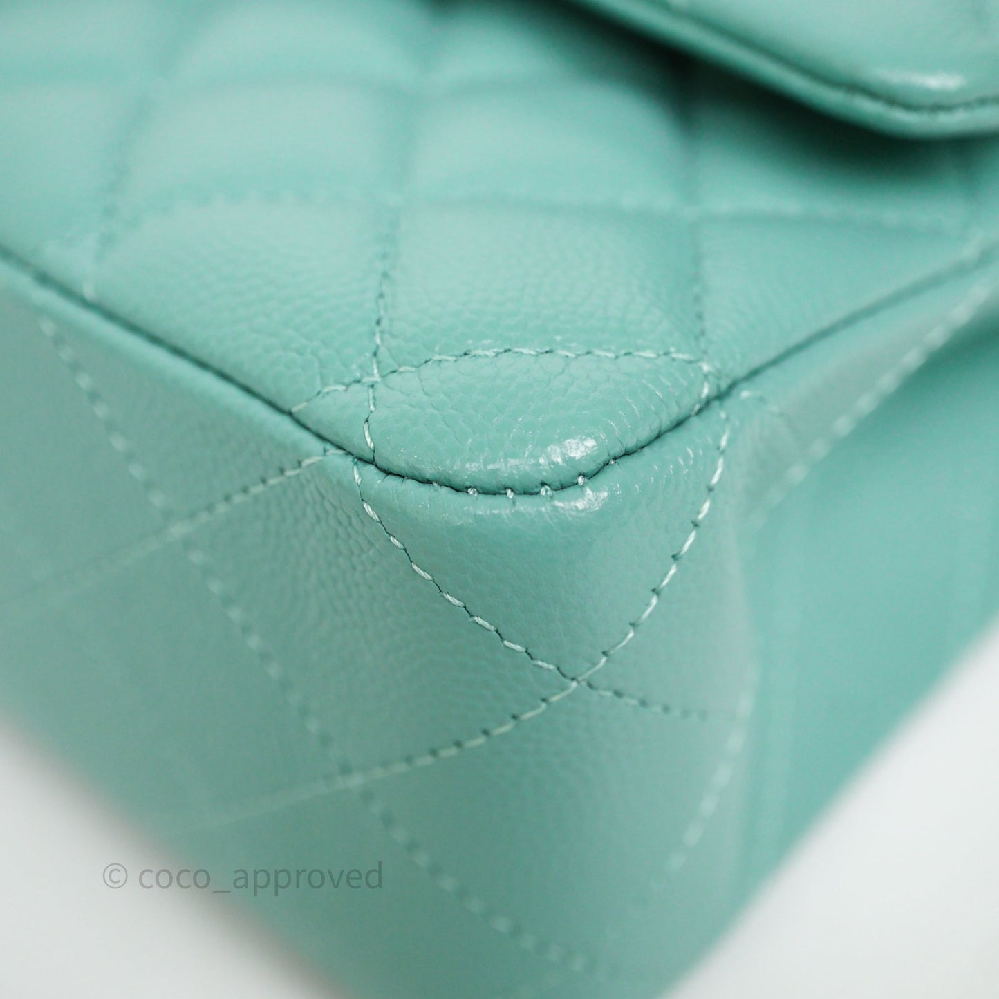 Chanel Classic M/L Medium Flap Quilted Tiffany Green Caviar Gold Hardware