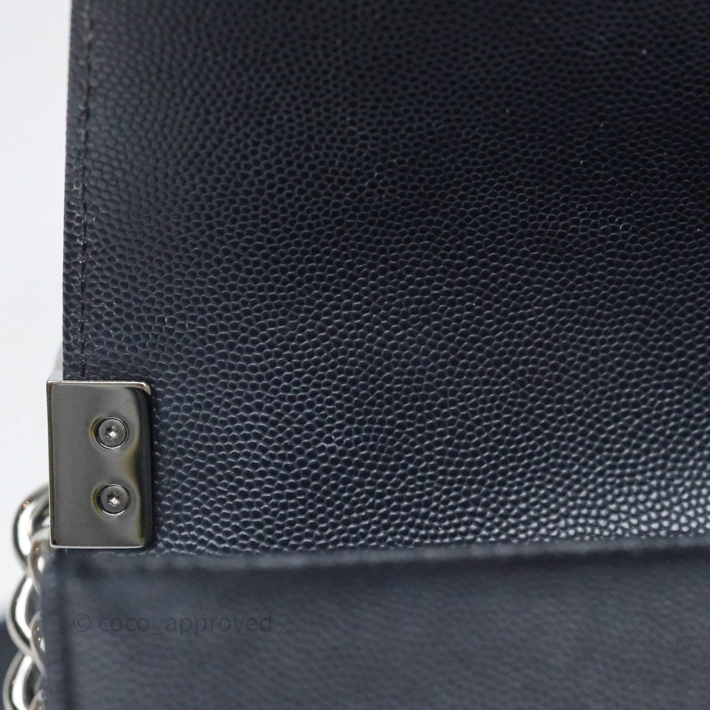 Chanel Medium Boy Chevron Dark Navy Caviar Silver Hardware