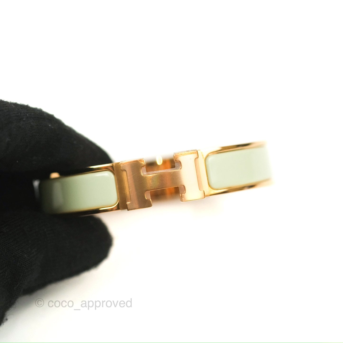 Hermès Clic H Bracelet Vert Fizz Rose Gold Hardware PM