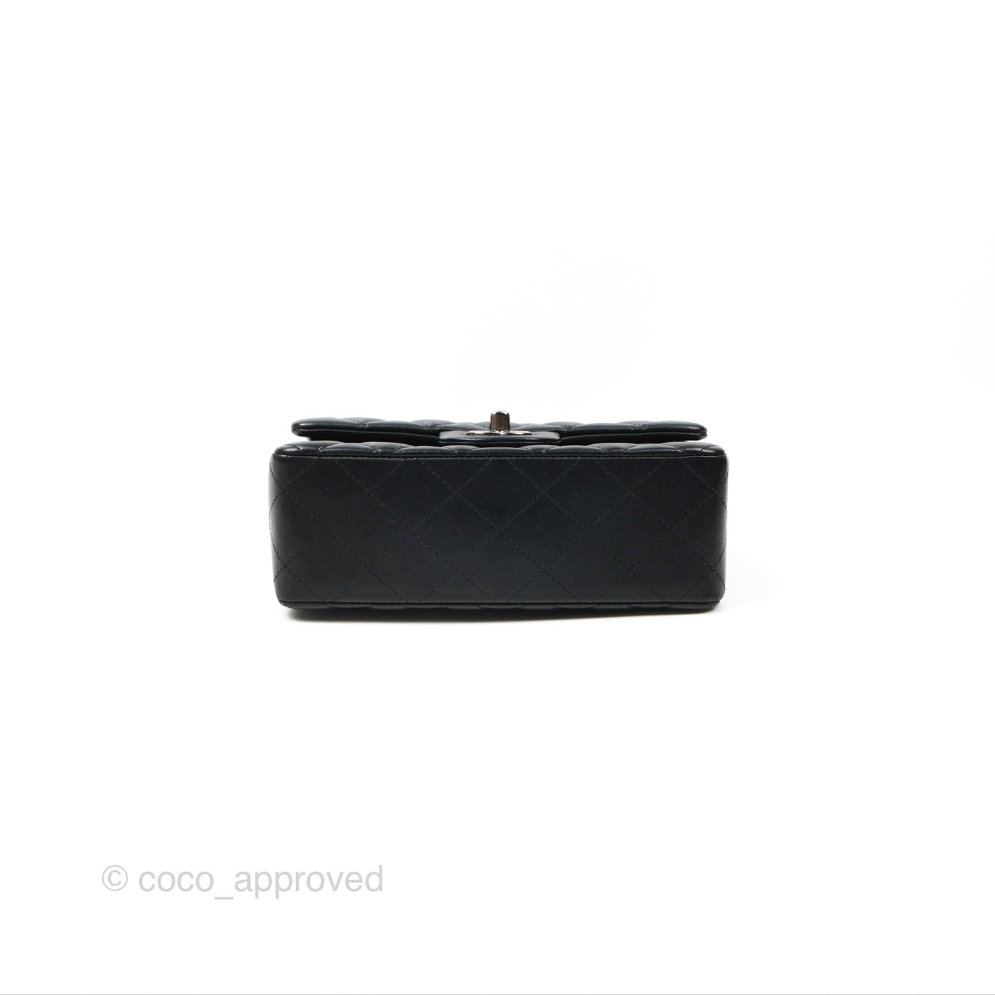 Chanel Quilted Mini Rectangular Flap Black Lambskin Silver Hardware